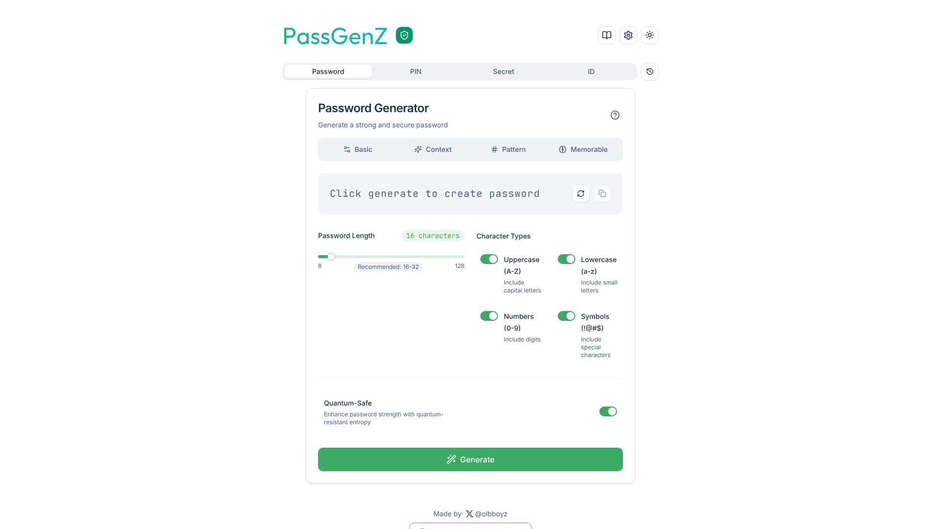 Générateur de mots de passe PassGenZ screenshot