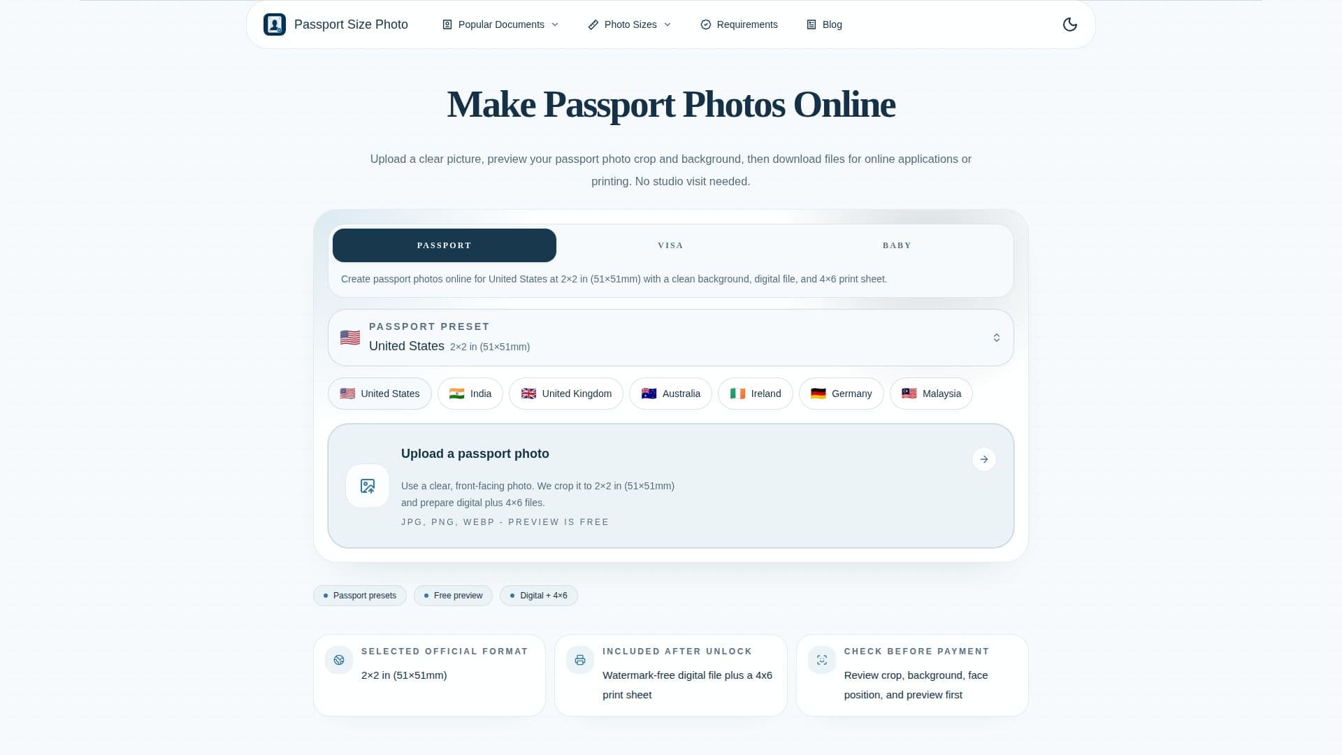 Captura de tela do Foto de Tamanho de Passaporte