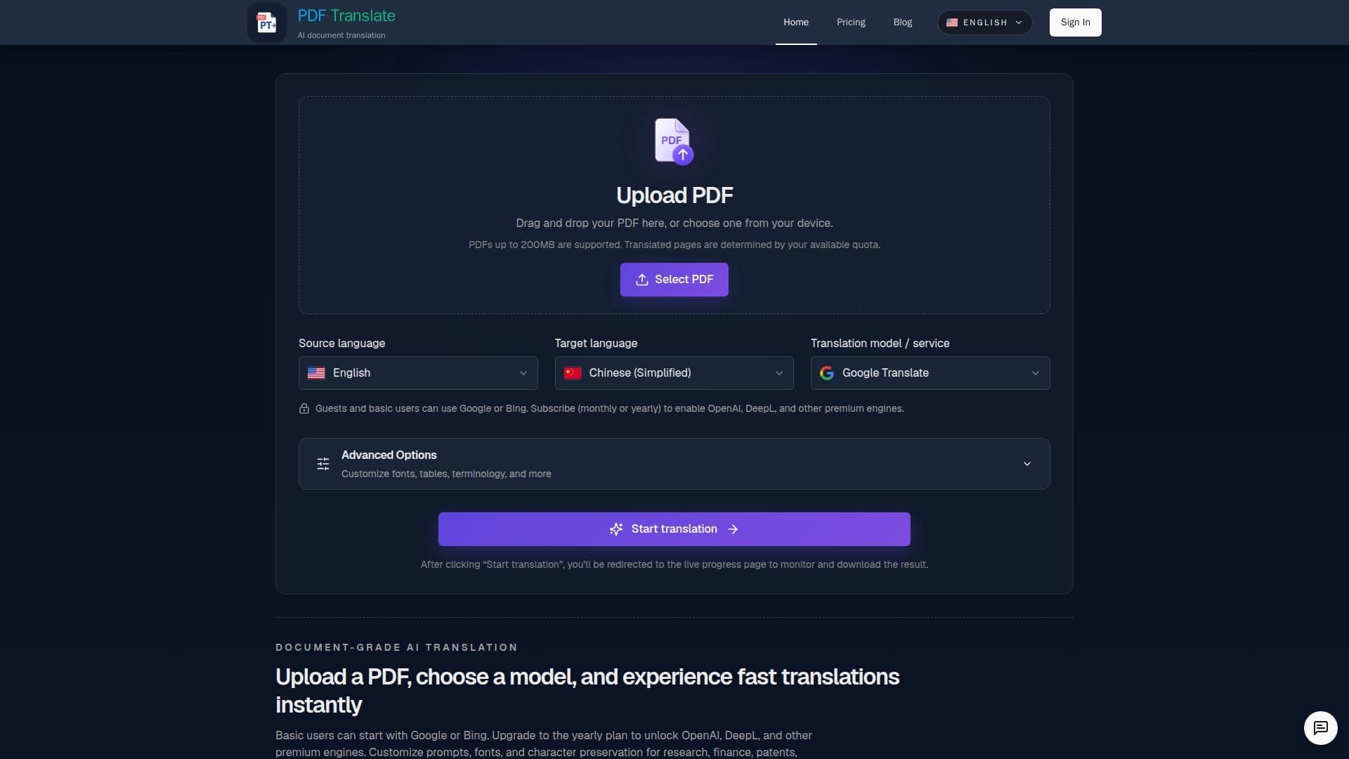 PDF Translate 스크린샷