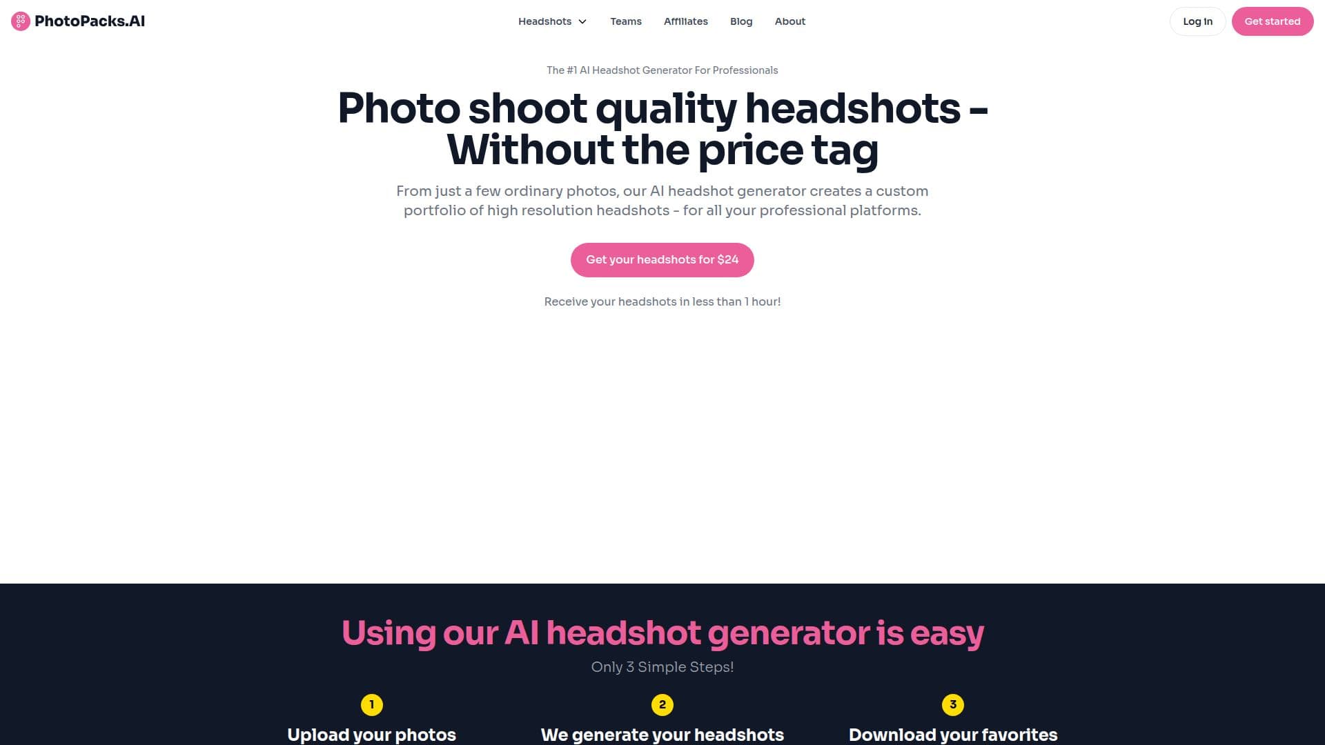 Screenshot von PhotoPacks.AI
