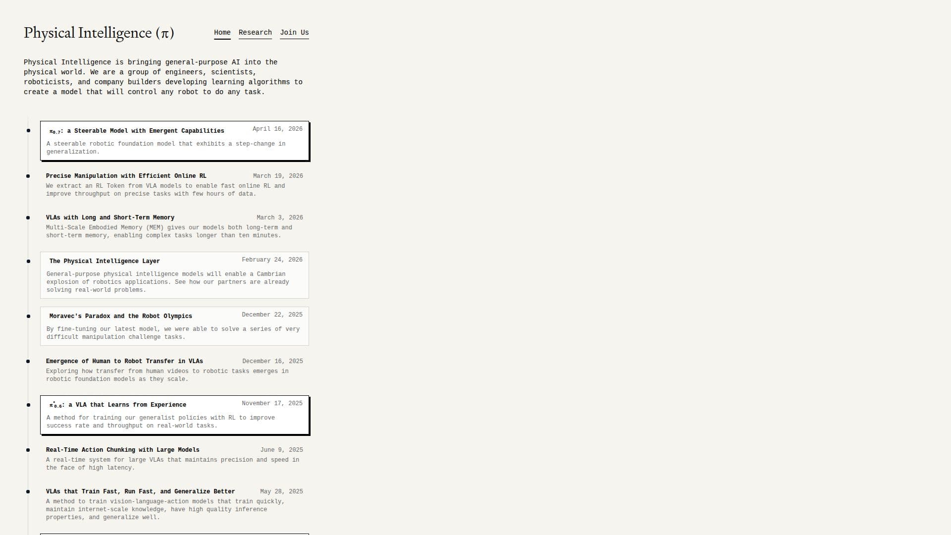 Physical Intelligence (π) screenshot