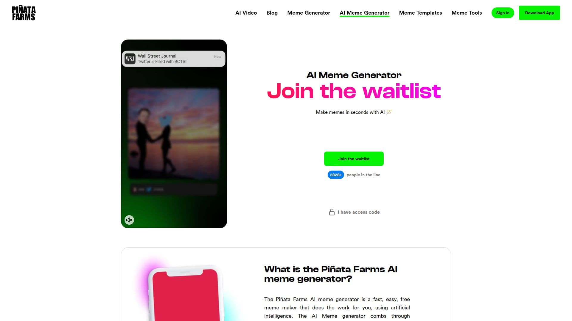 Pinata Farms AI Meme Generator screenshot