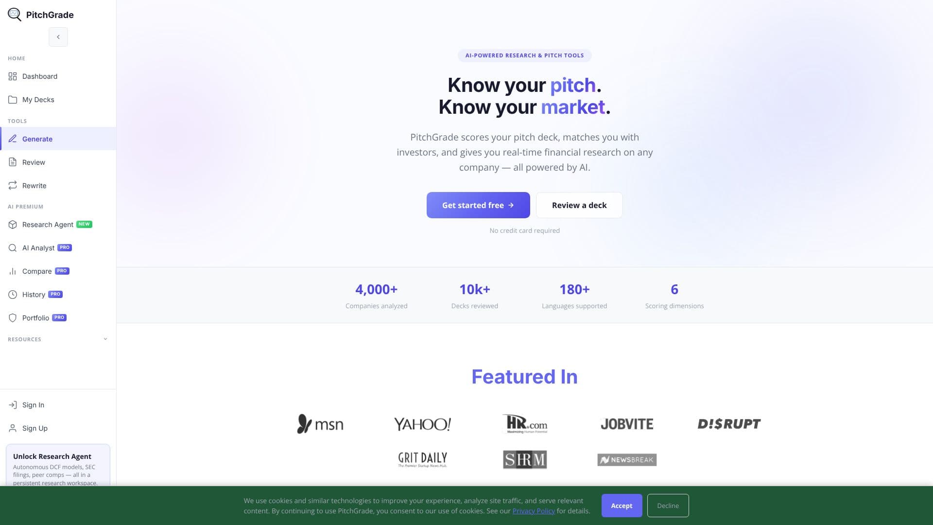 PitchGrade AI Pitch Deck Generator 스크린샷