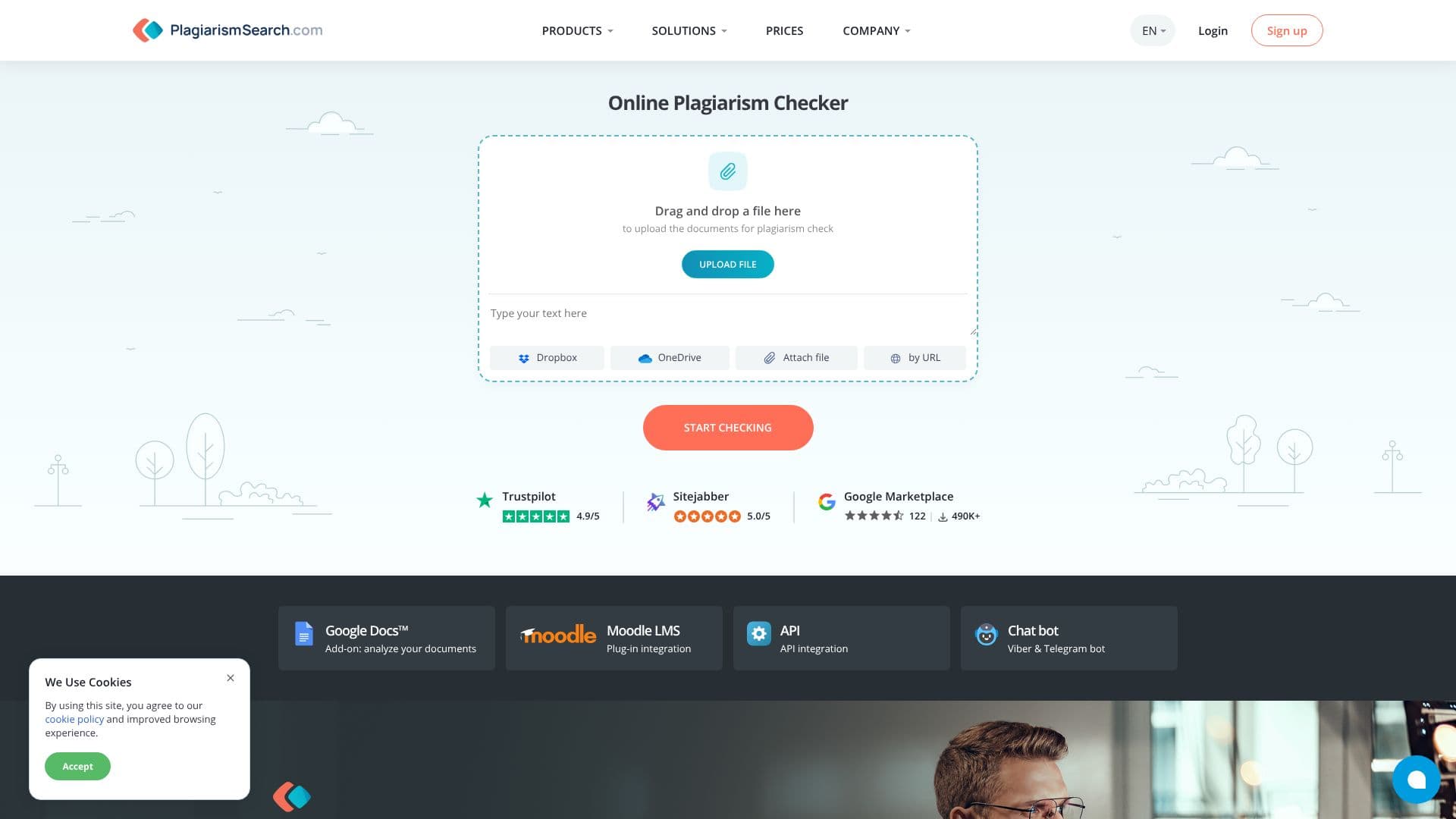Screenshot von PlagiarismSearch
