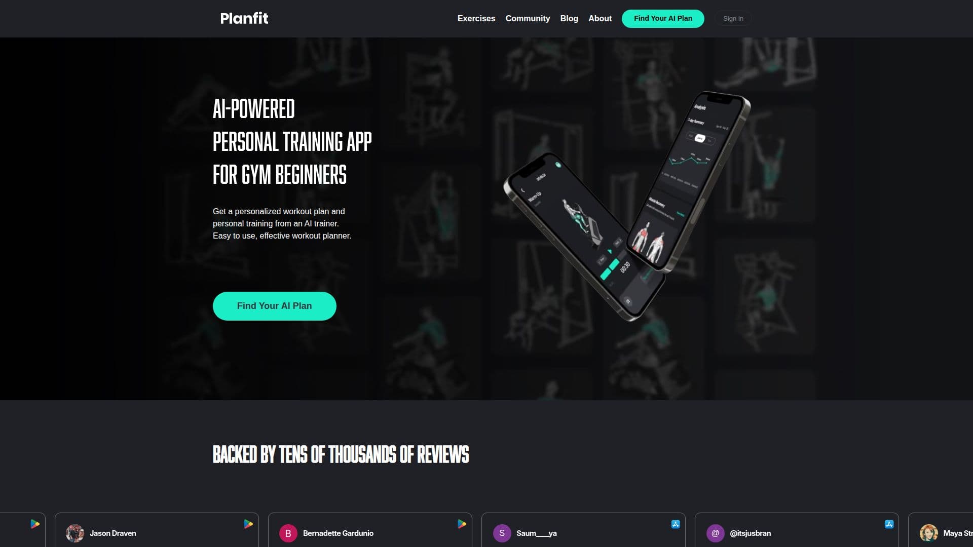 Screenshot von Planfit