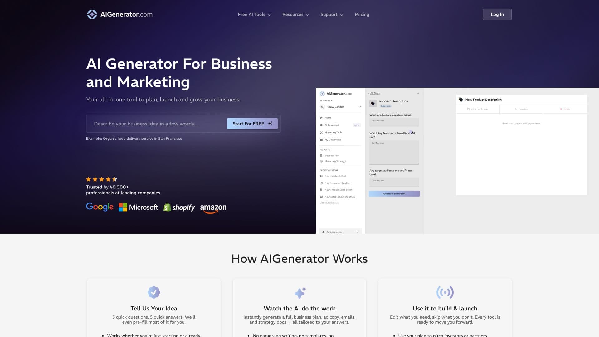 Captura de pantalla de AIGenerator.com