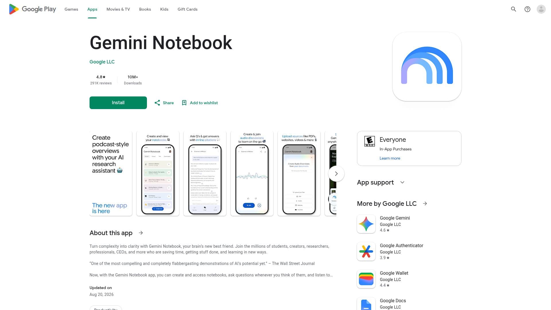 NotebookLM - Gemini Notebook screenshot