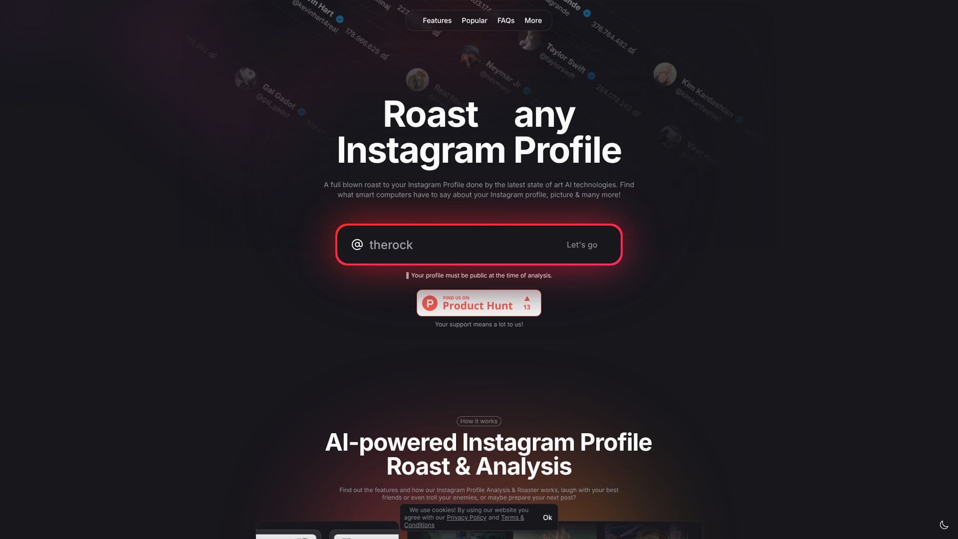 Screenshot von Instagram Profilanalyse - Roast