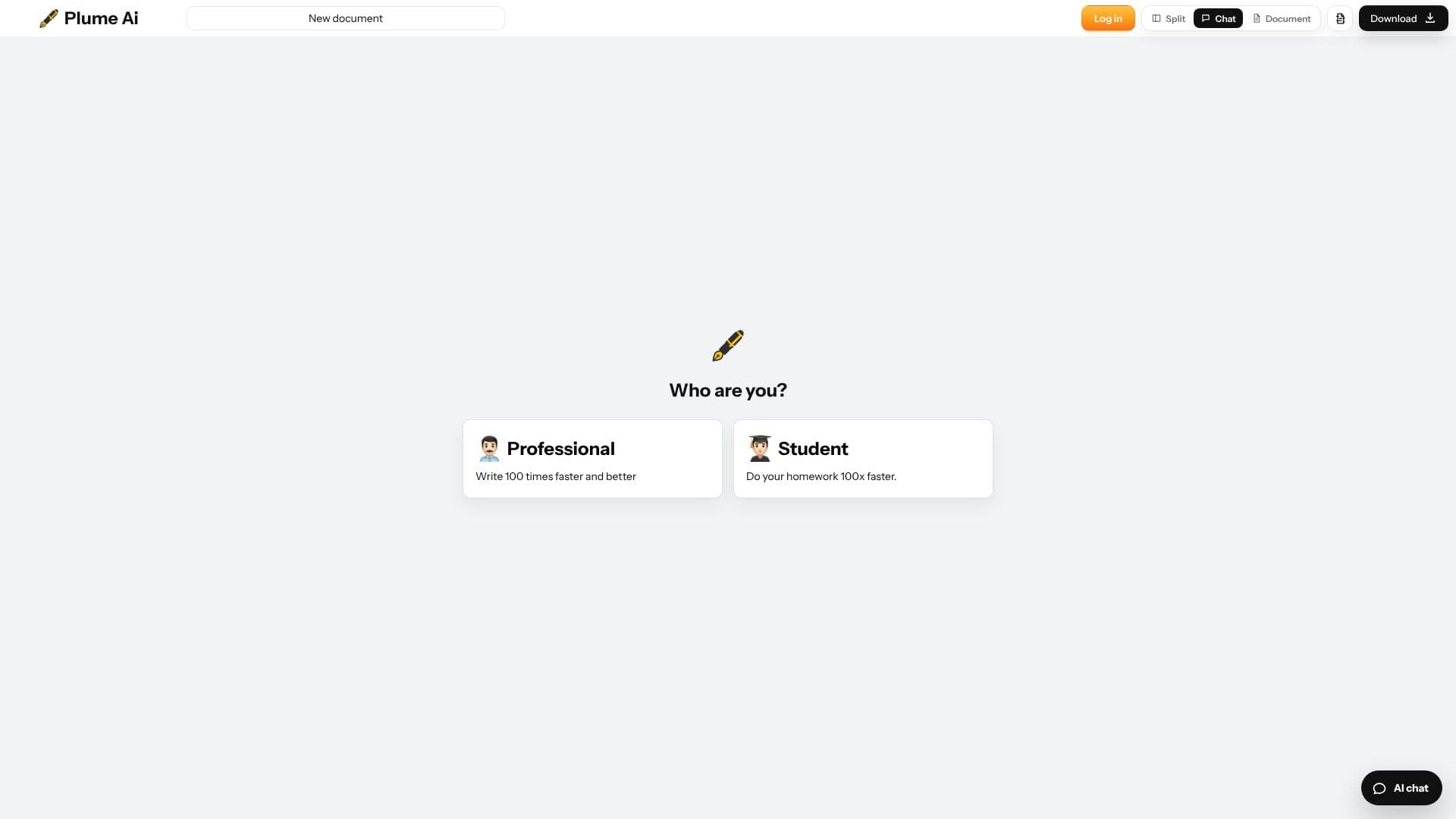 Screenshot von Plume AI