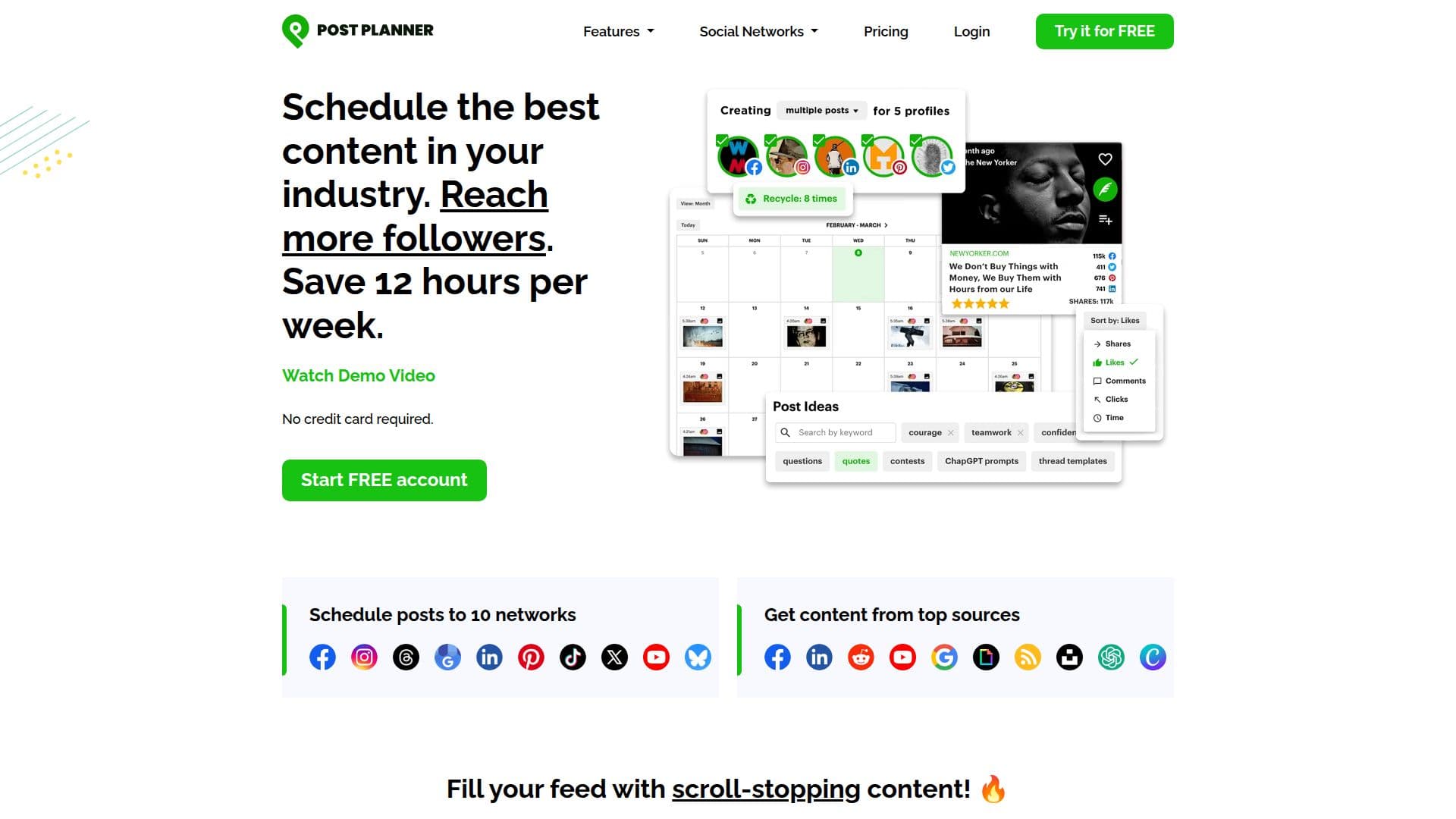 Screenshot von Post Planner