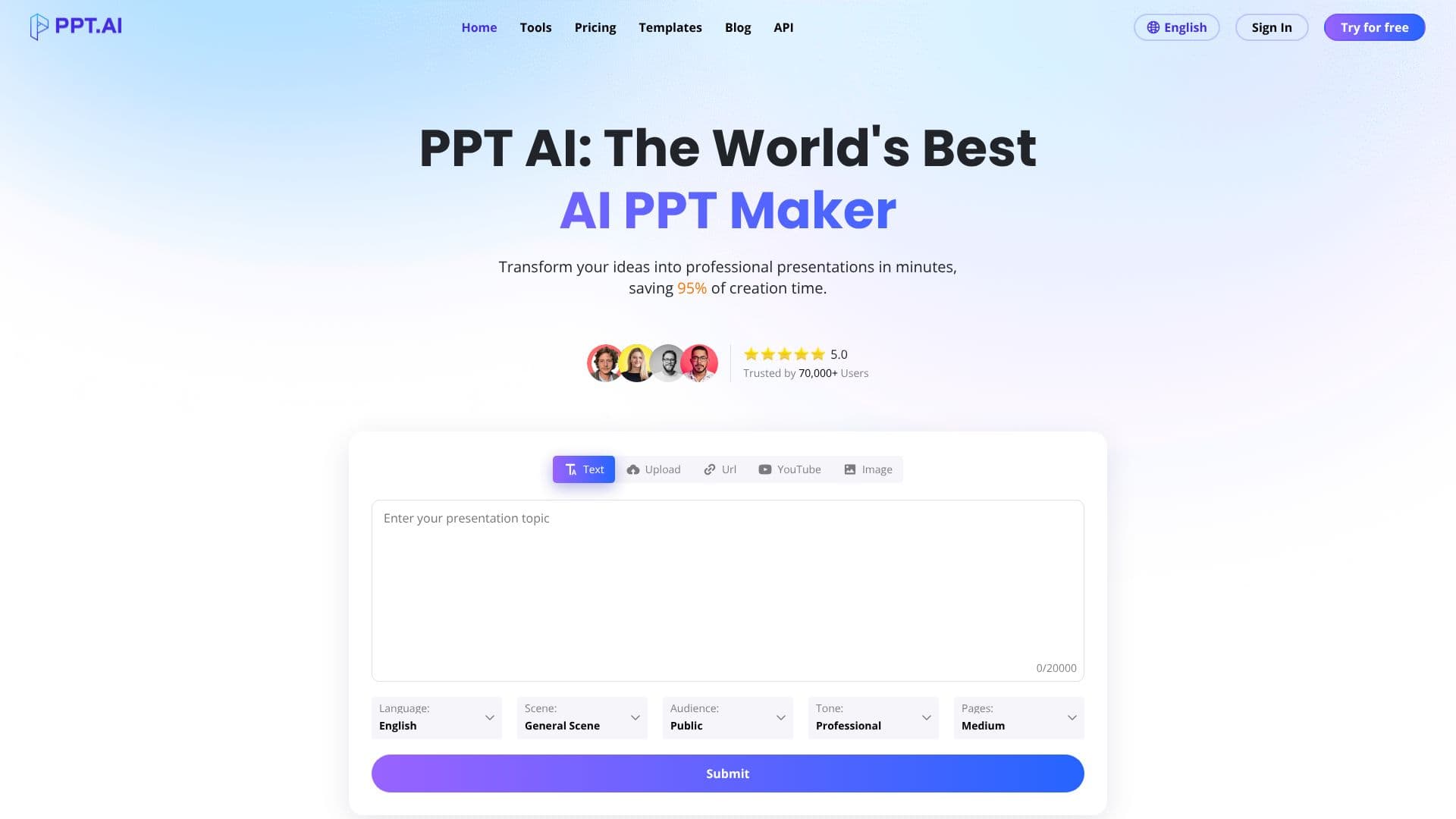 Capture d’écran de PPT AI