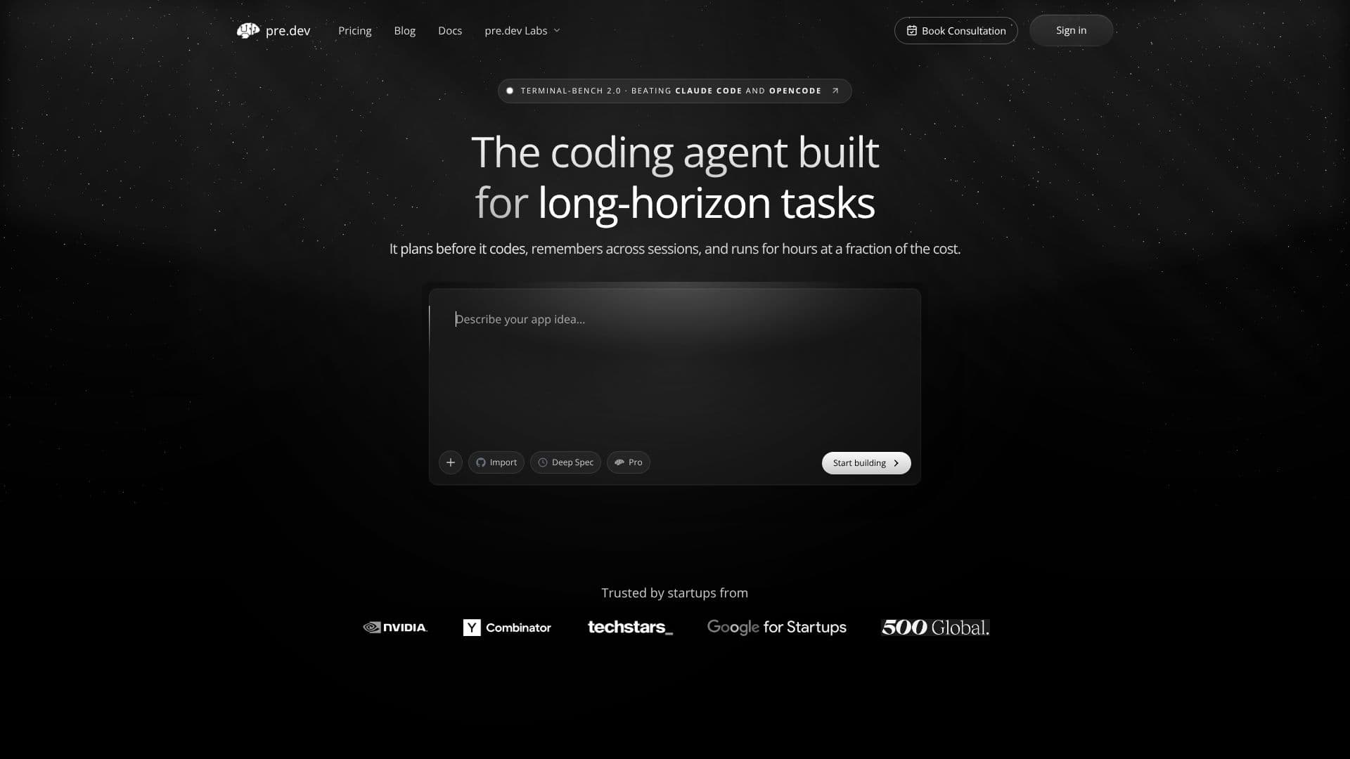 pre.dev screenshot