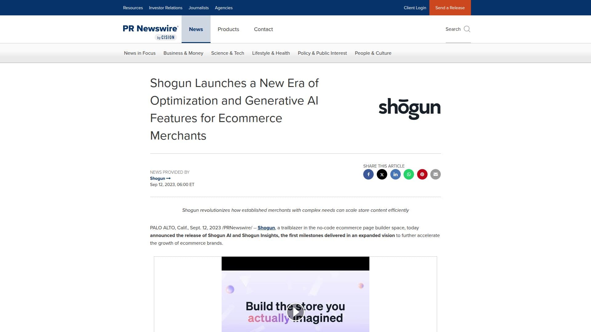 Capture d’écran de Shogun AI et Insights