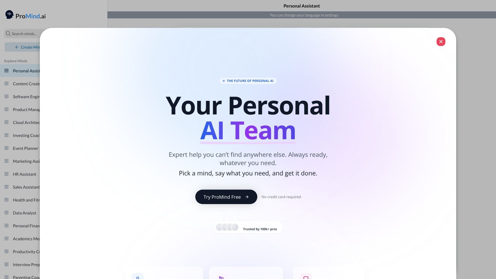 ProMind AI Personal Assistant screenshot