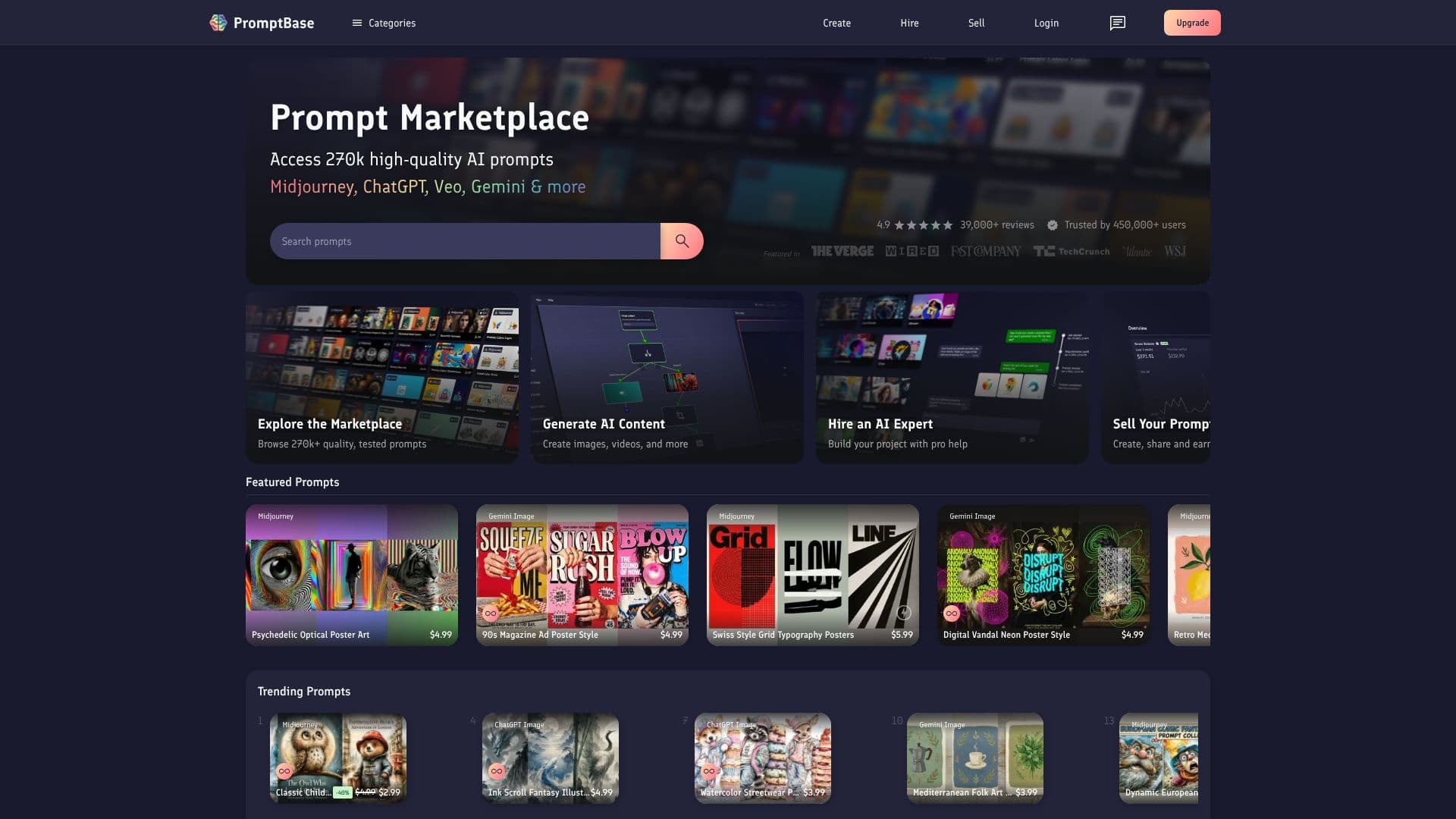 Capture d’écran de PromptBase AI Prompt Marketplace