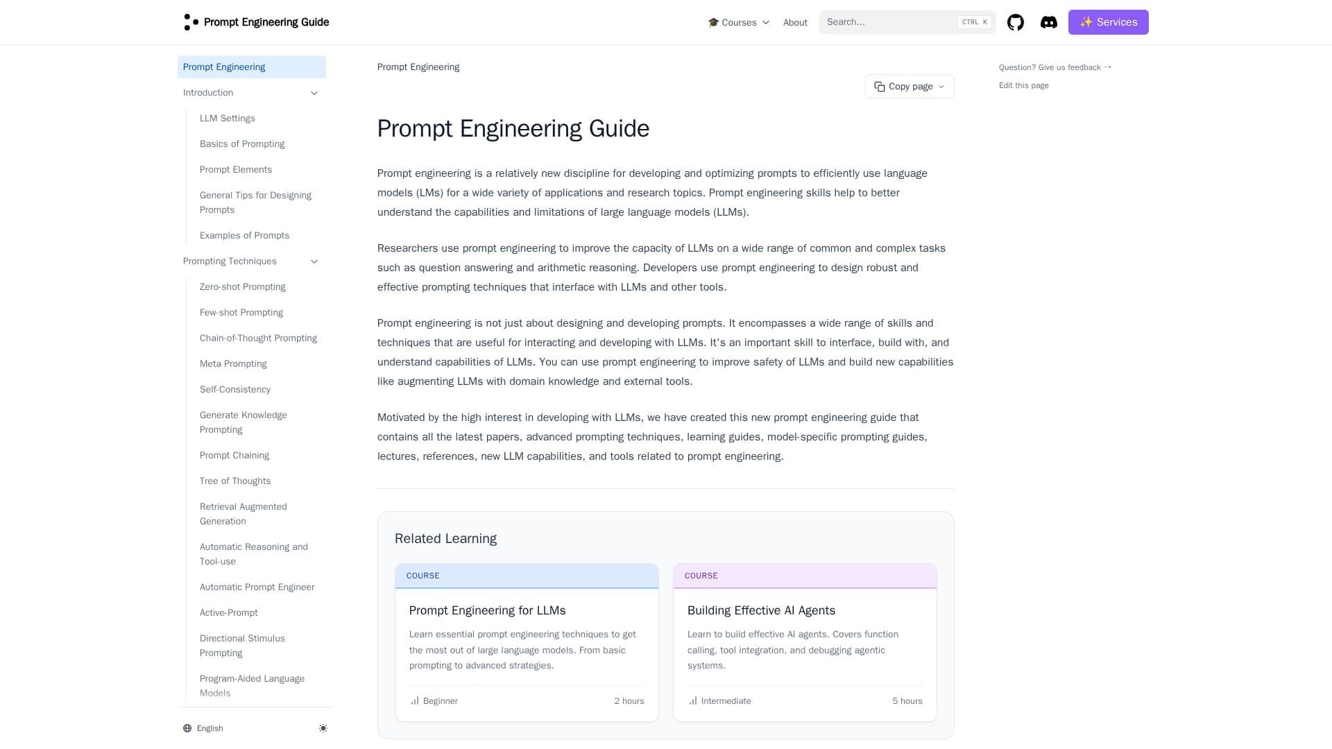 Prompt Engineering Guide 스크린샷
