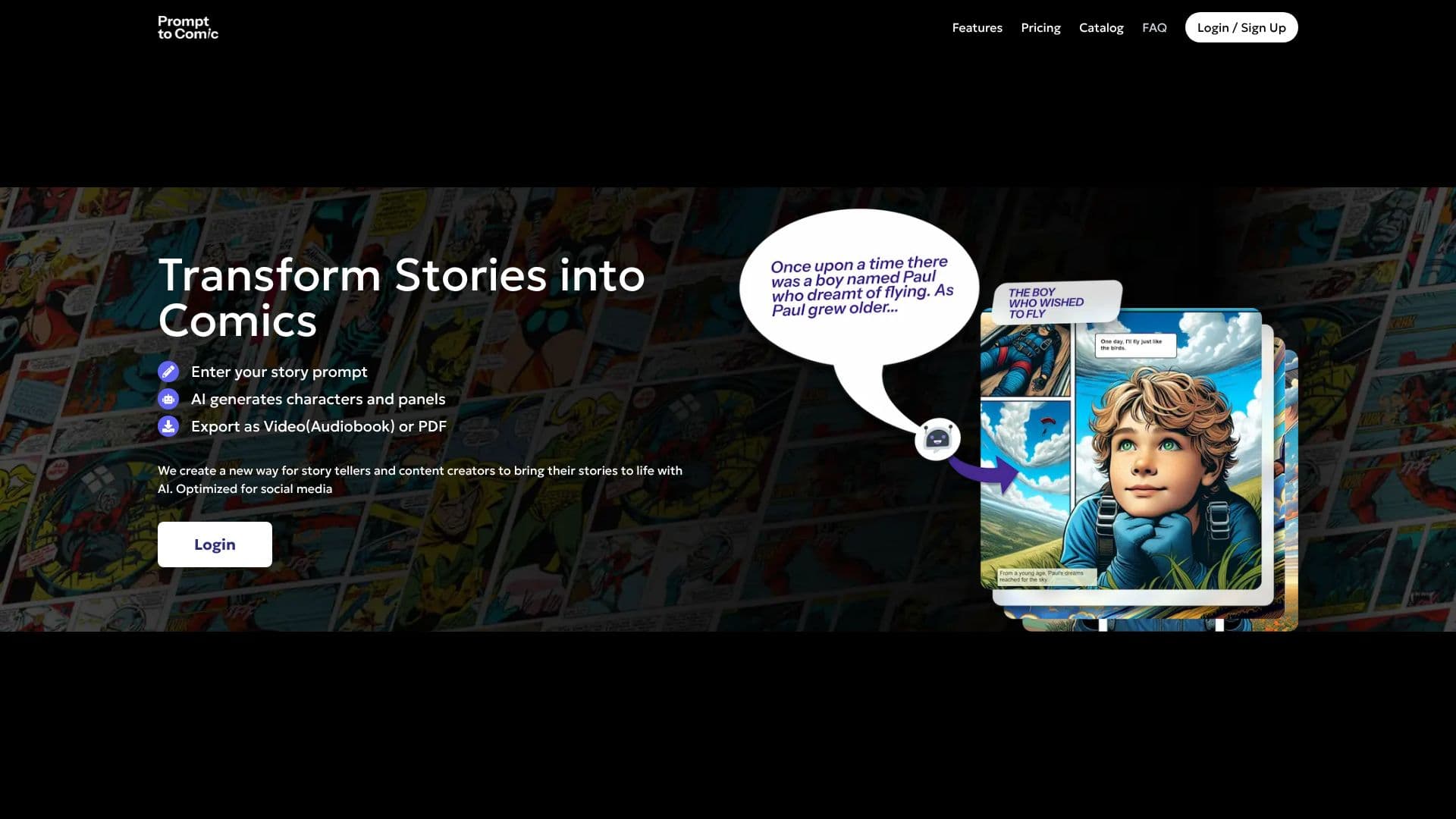 Screenshot von PromptToComicAI