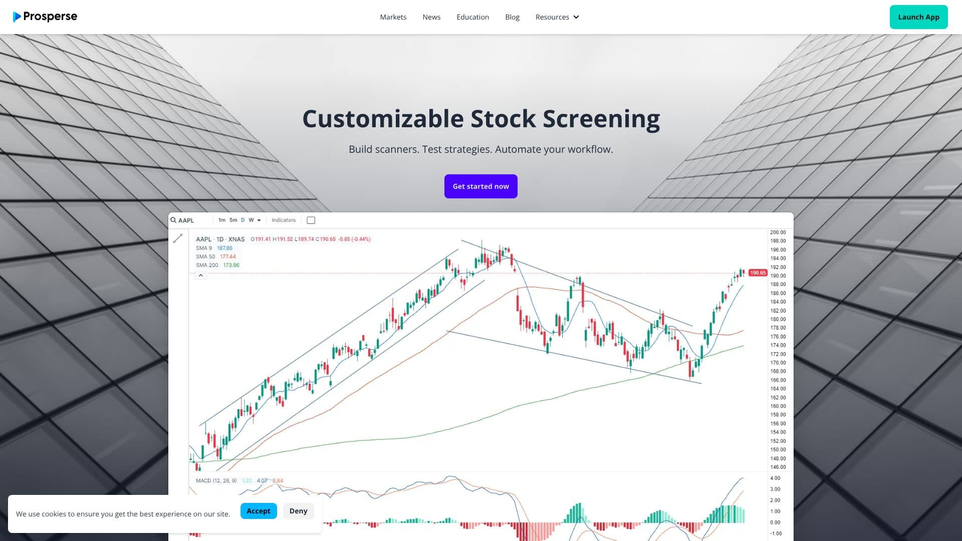 Screenshot von Prosperse Automated Stock Screening