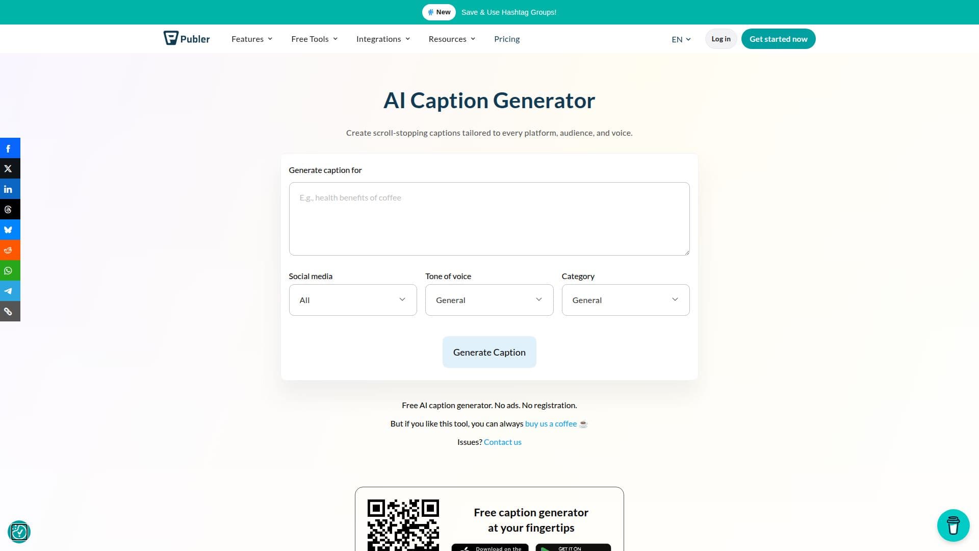 Publer AI Caption Generator 스크린샷