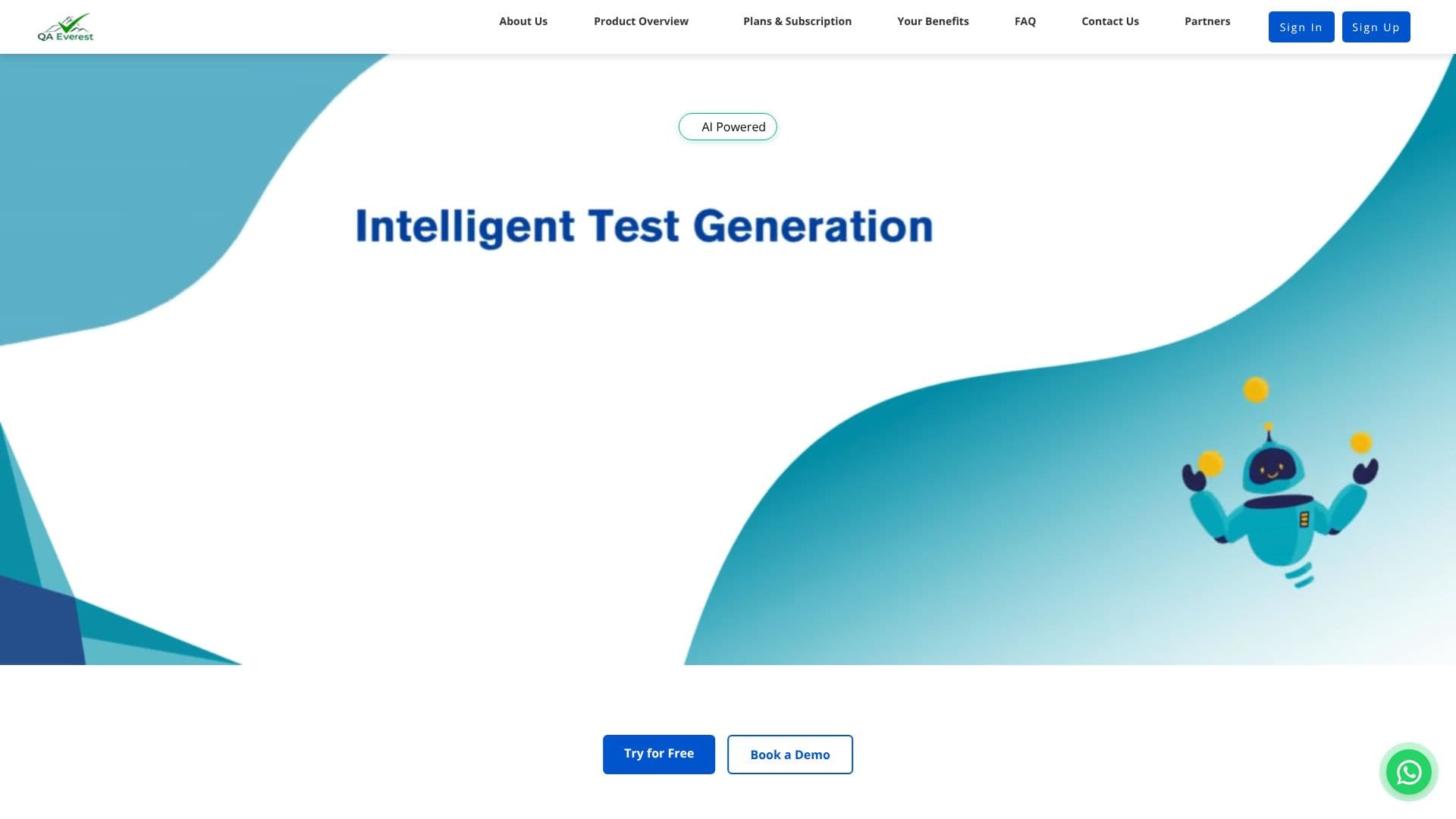 Screenshot von QAEverest AI Testing