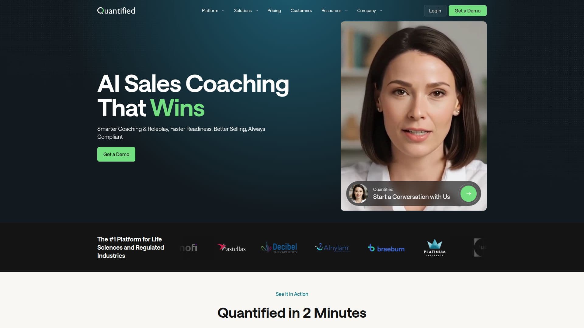Quantified AI Sales Coaching Platform screenshot