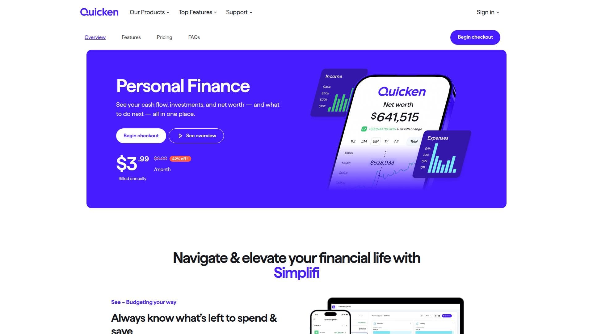 Captura de pantalla de Aplicación Quicken Simplifi