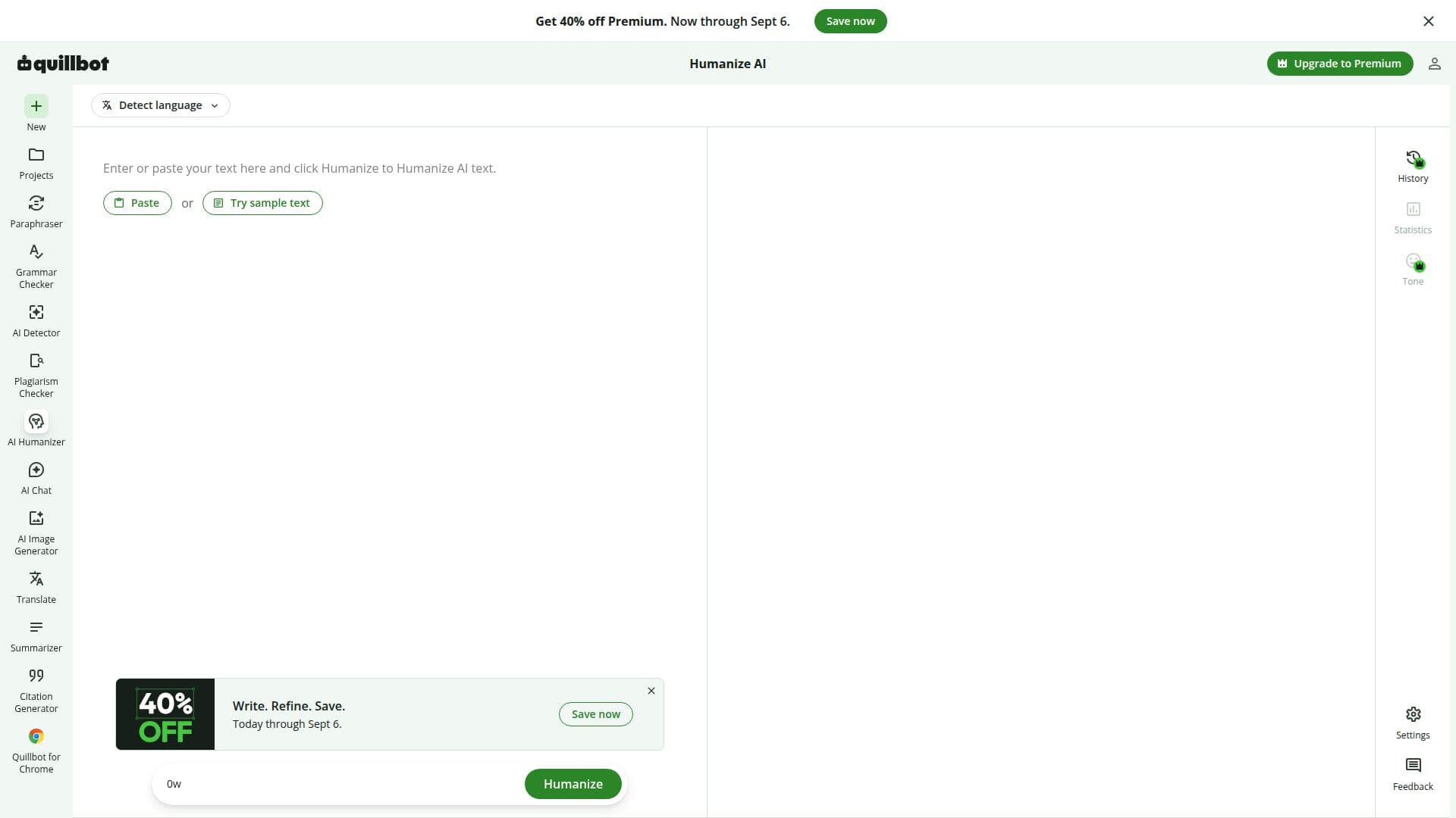 Humanize AI Text: Free AI Humanizer by Quillbot screenshot