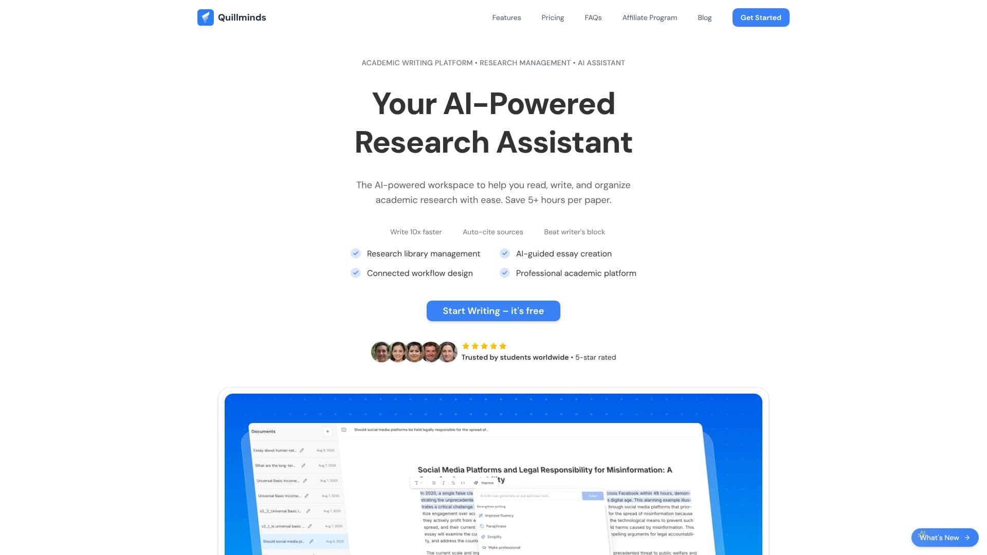 QuillMinds Academic OS のスクリーンショット