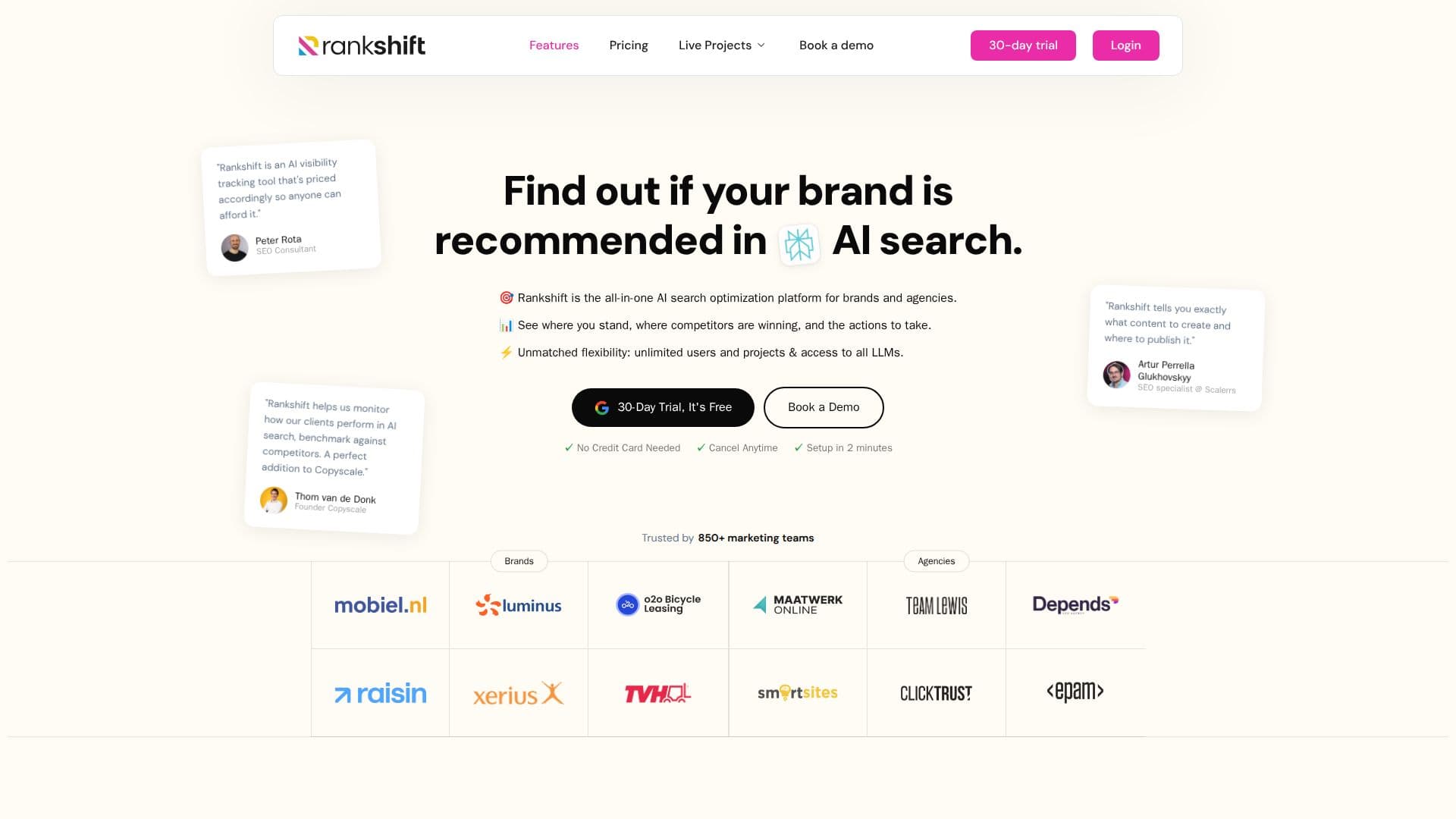 Rankshift - AI Visibility Tracking Tool screenshot