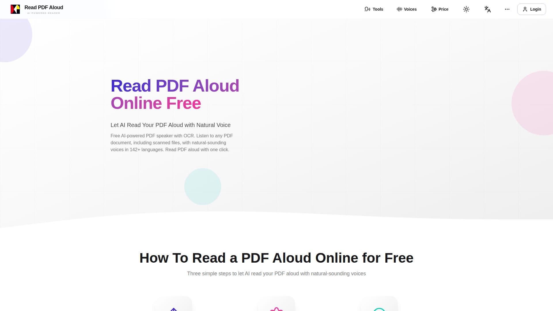 لقطة شاشة لـ قراءة PDF بصوت عالٍ عبر الإنترنت