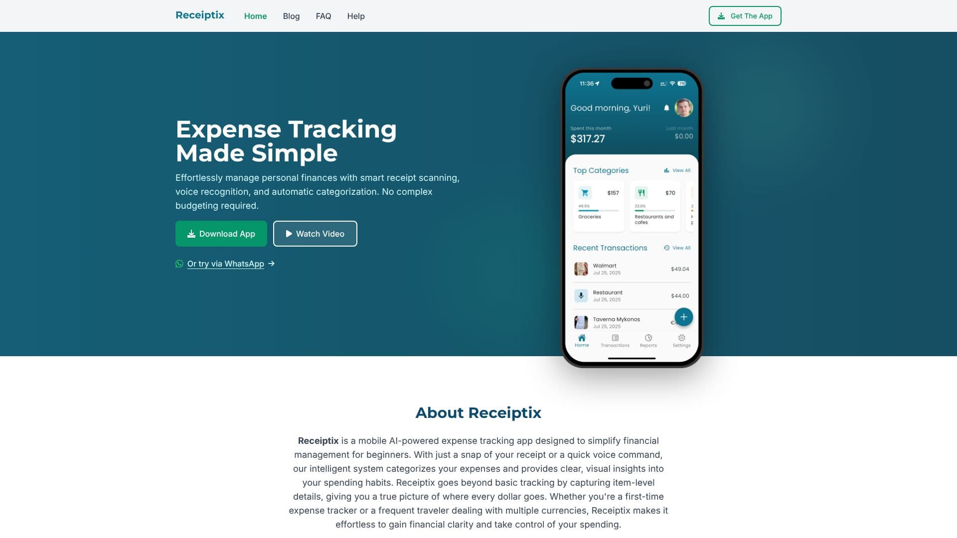 Tangkapan layar Receiptix - Pelacak Pengeluaran