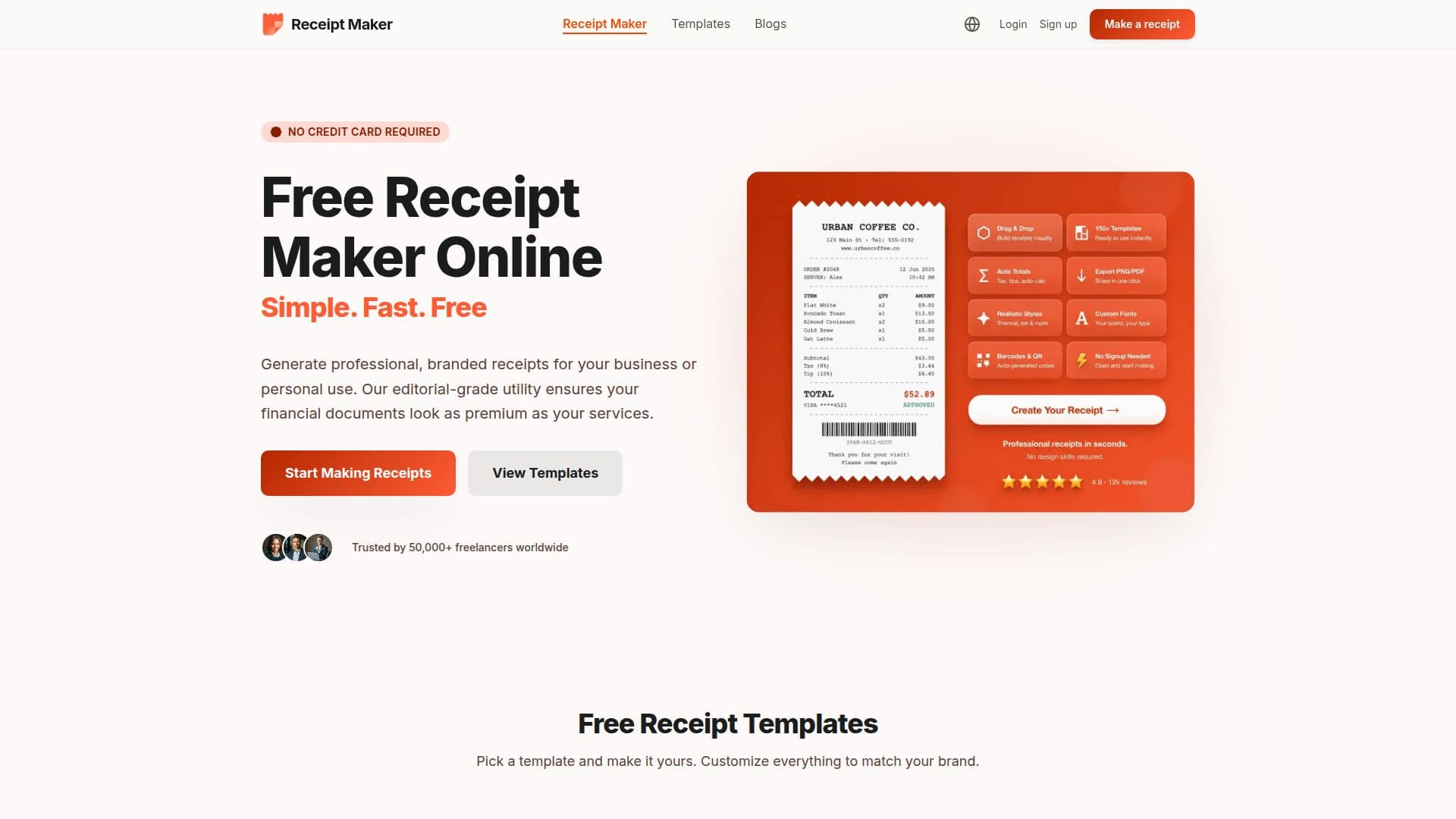 Captura de tela do ReceiptMaker