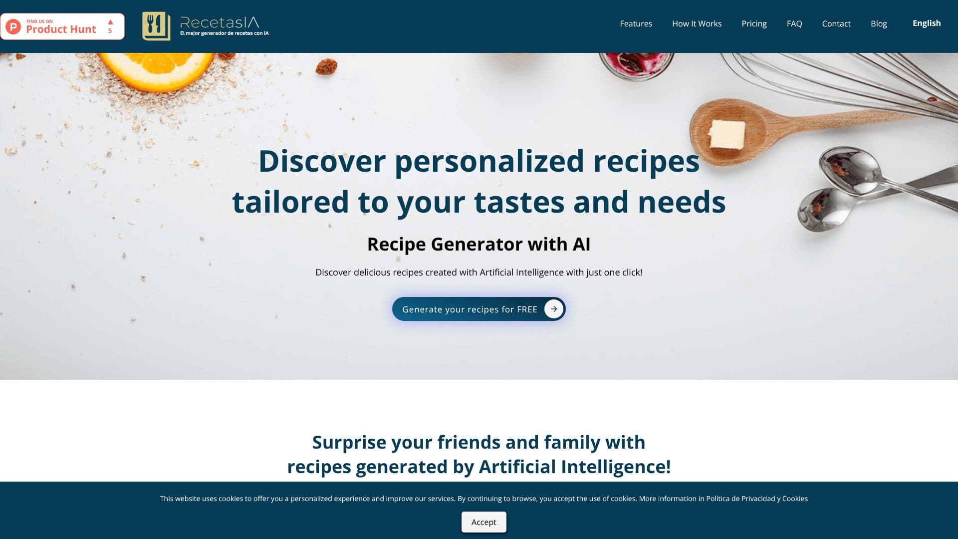 RecetasIA - AI 驱动的食谱生成器 截图