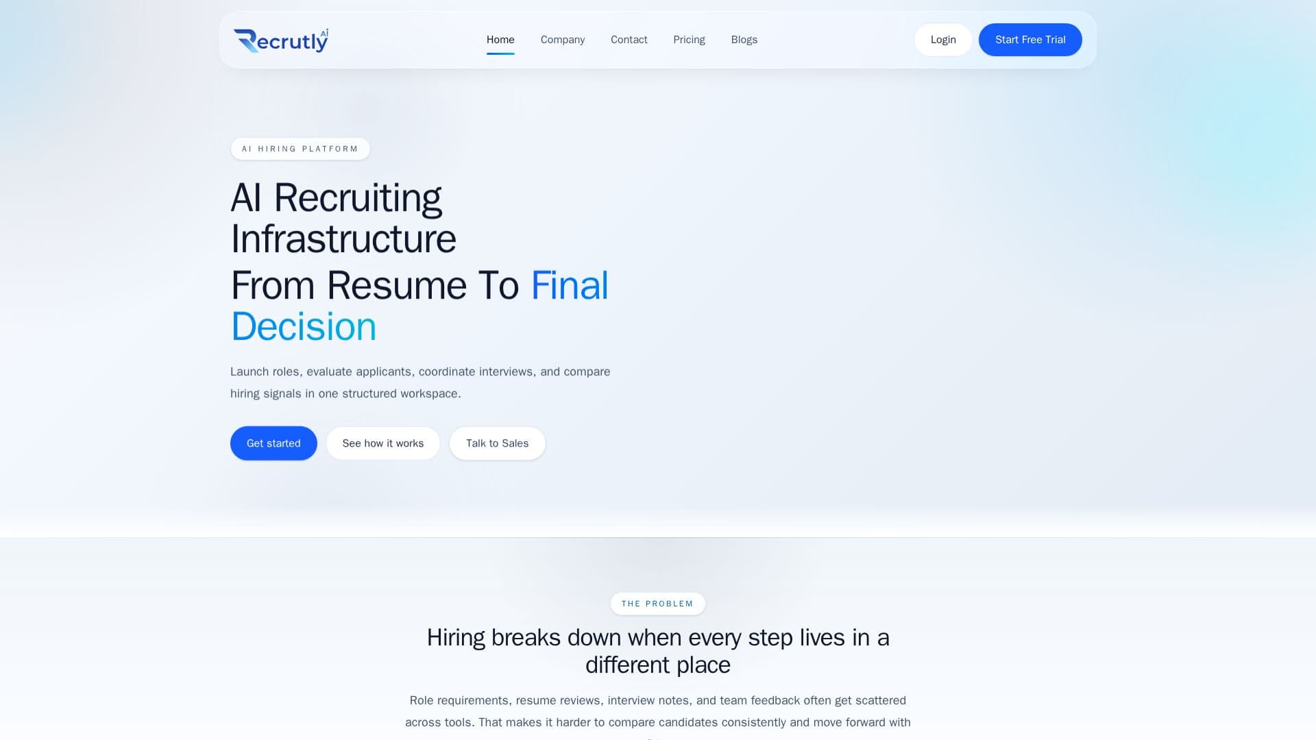 Captura de tela do Recrutly AI Recruitment Software