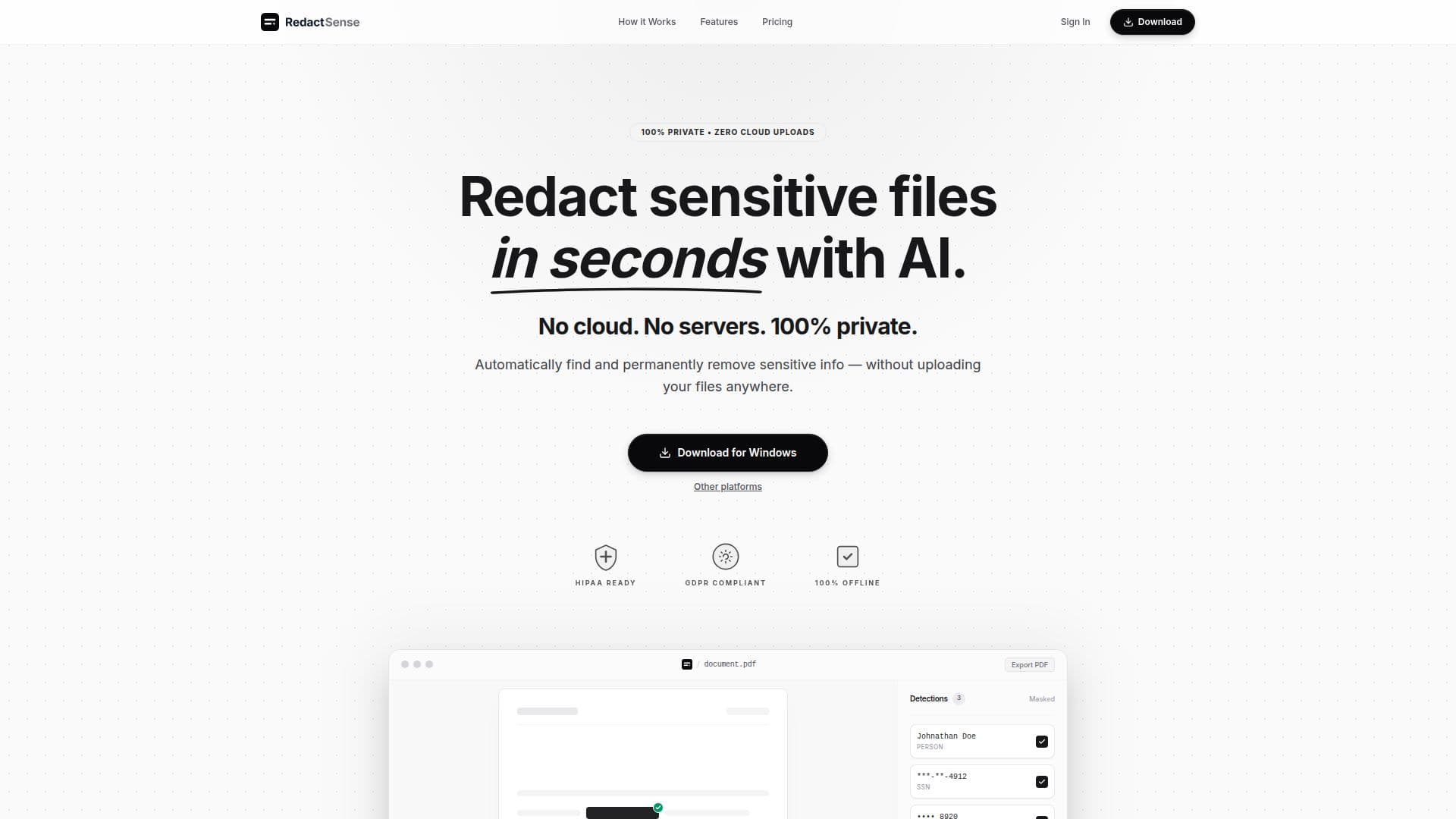 لقطة شاشة لـ RedactSense