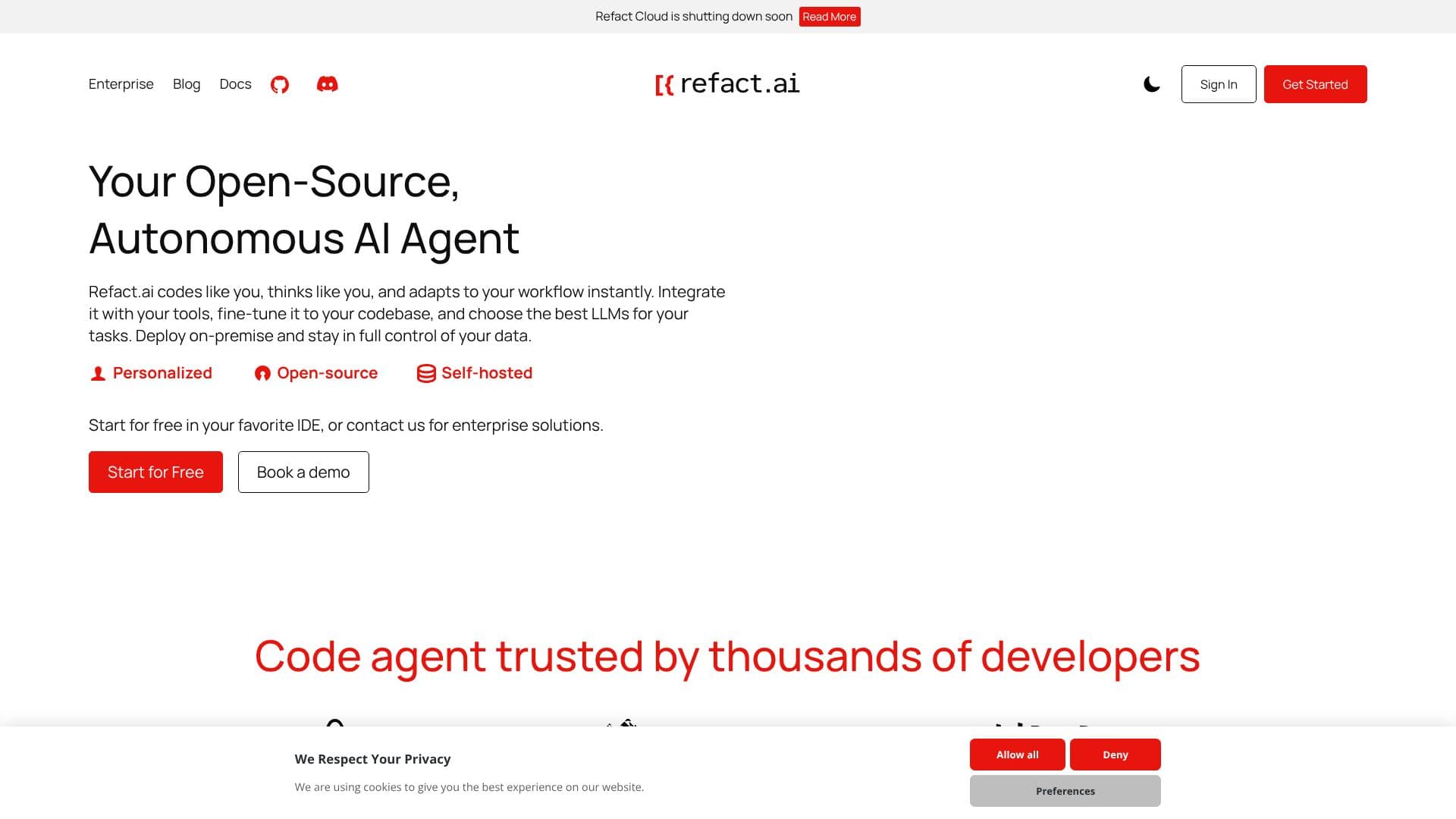 لقطة شاشة لـ Refact.ai