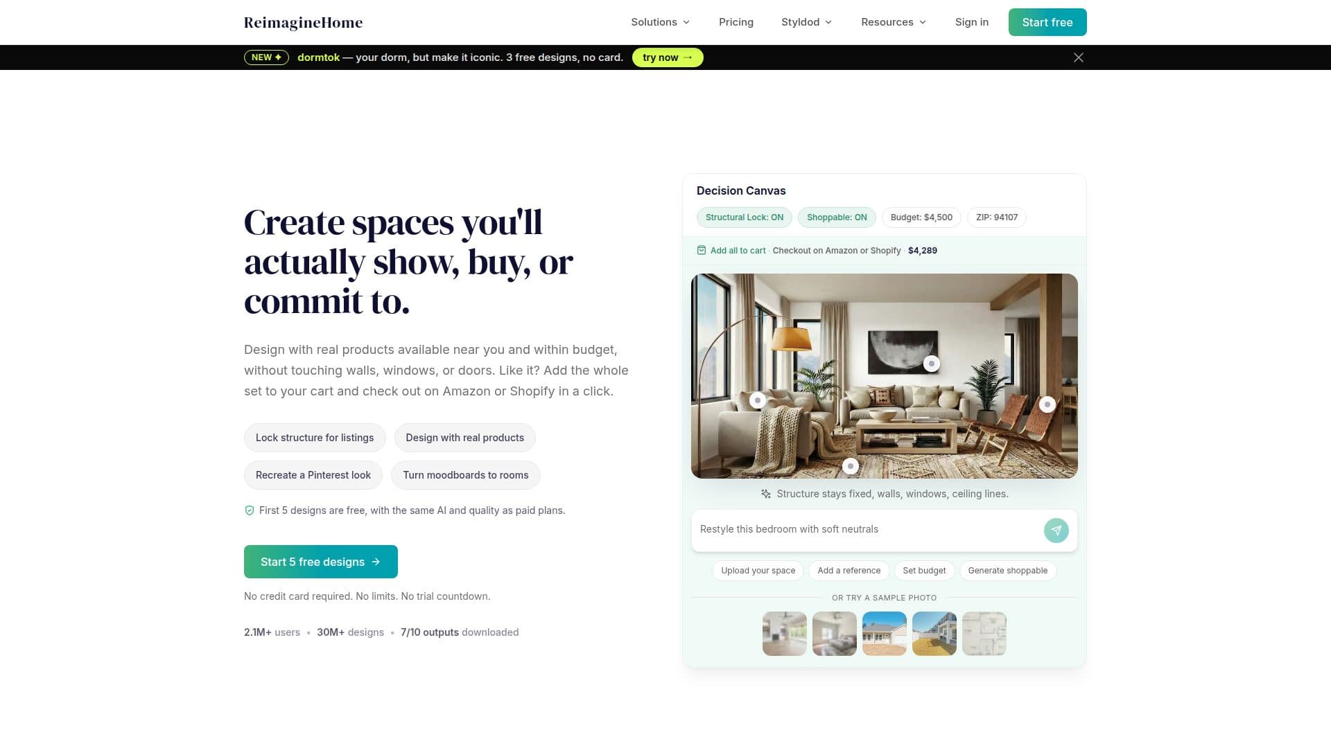 Tangkapan layar REimagineHome
