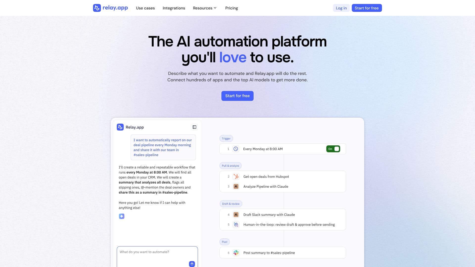 Relay.app: AI 에이전트 및 워크플로 자동화 screenshot