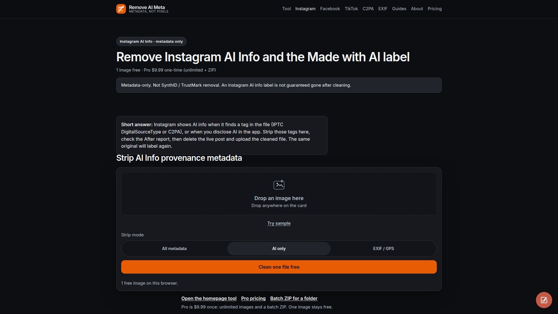 Screenshot von Remove AI Meta