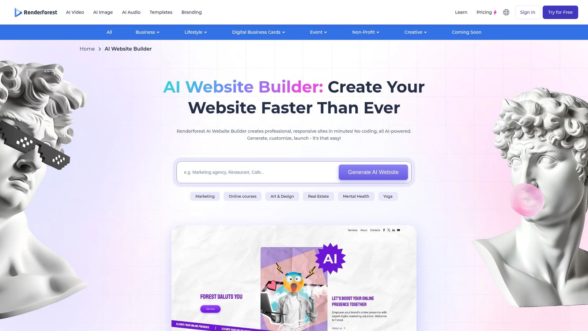 Renderforest AI Website Builder screenshot