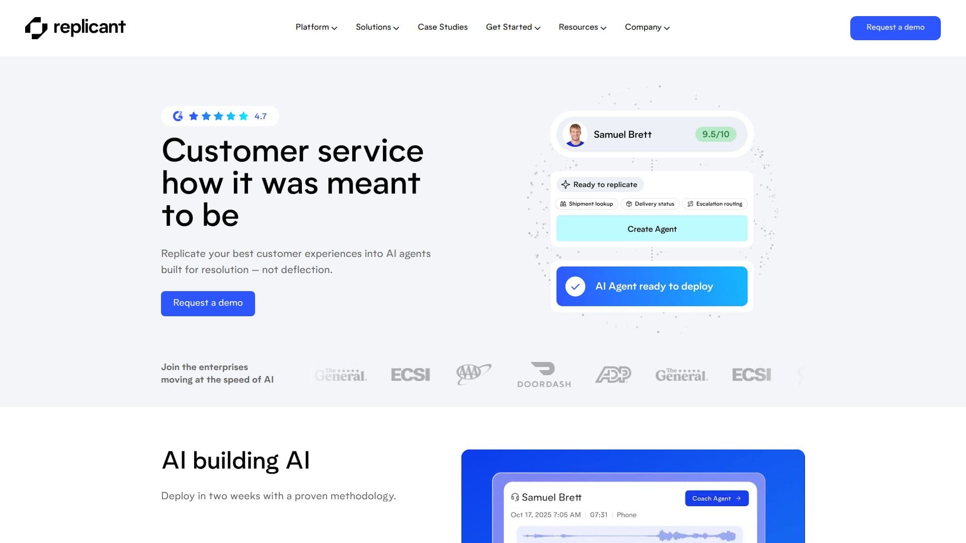 Replicant AI Platform screenshot