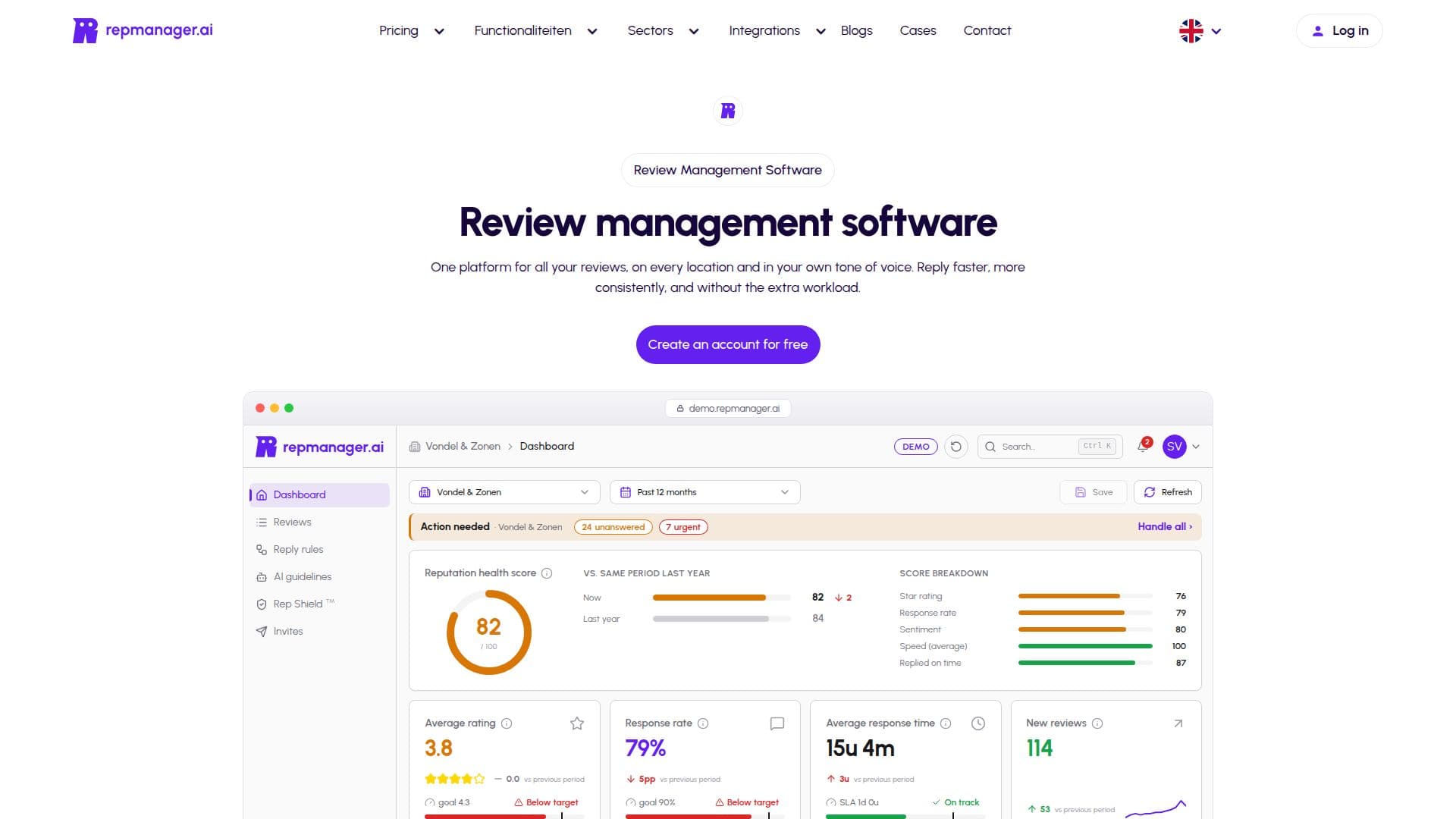 Repmanager AI Bewertungsplattform screenshot