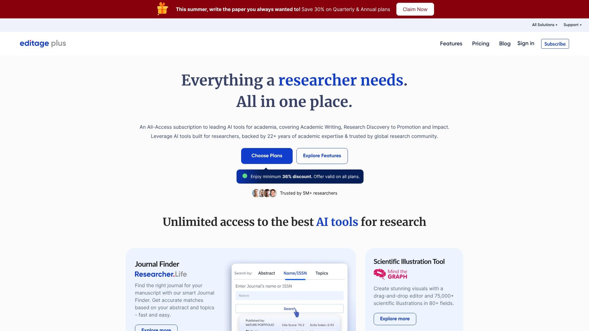 لقطة شاشة لـ أدوات الذكاء الاصطناعي من Researcher.Life