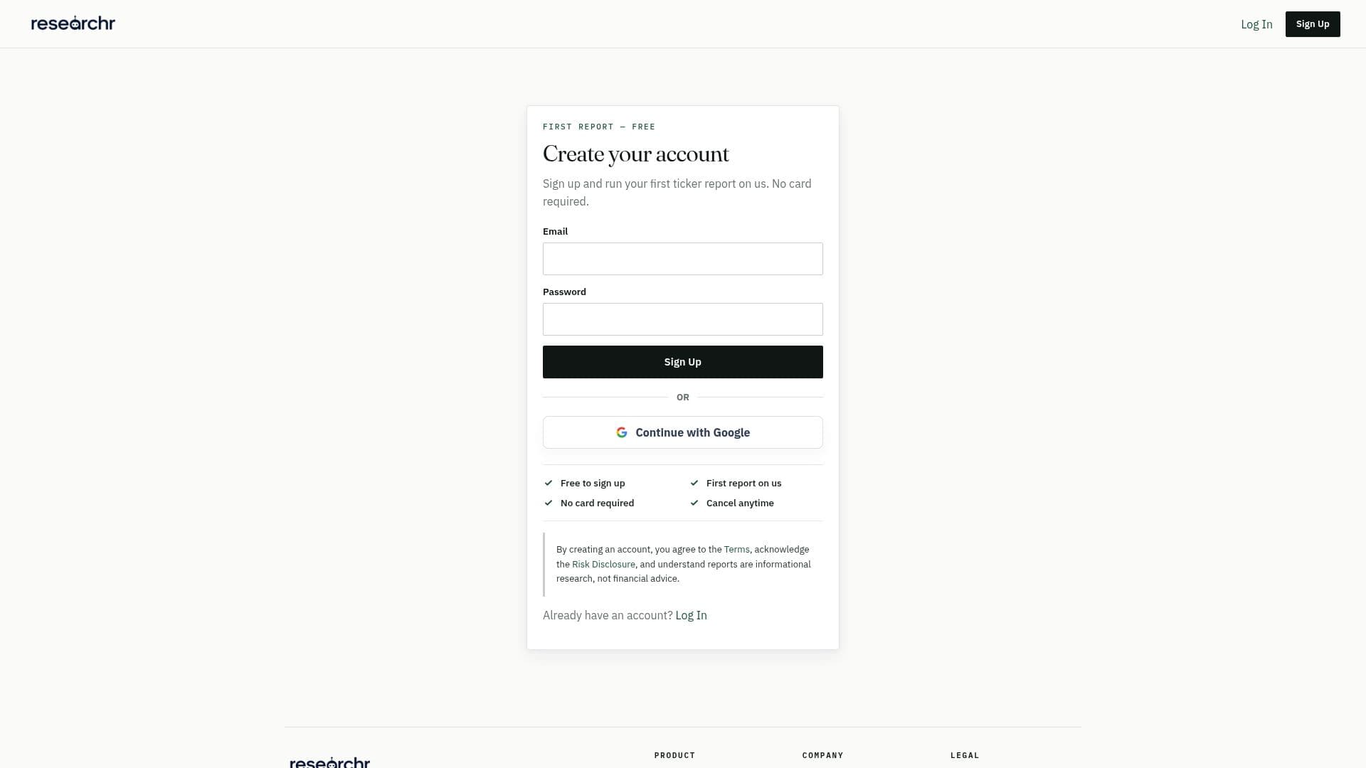 Screenshot von Researchr