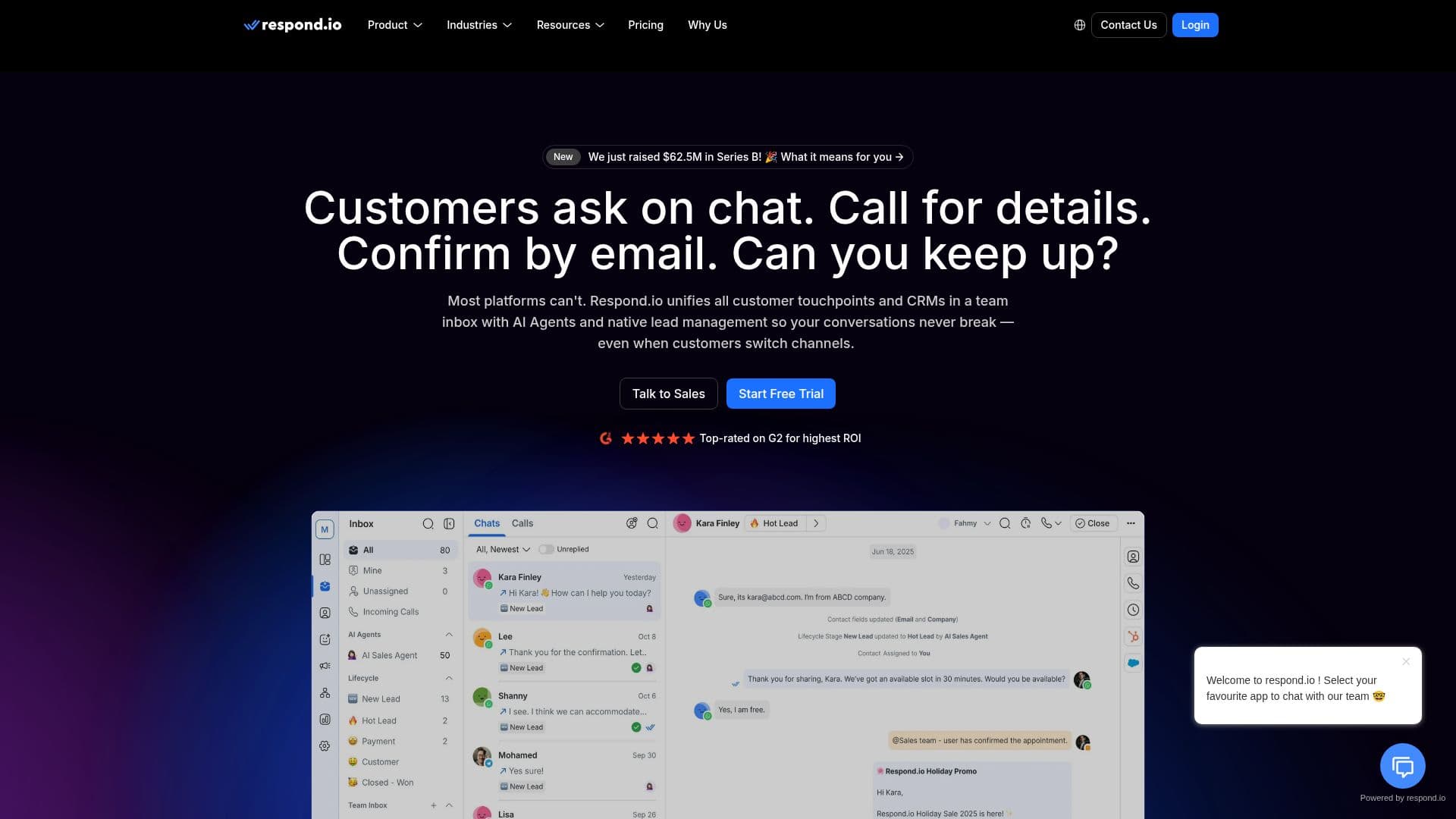 Respond.io のスクリーンショット