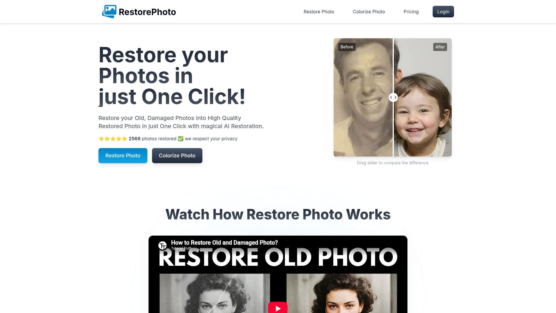 RestorePhoto.co screenshot