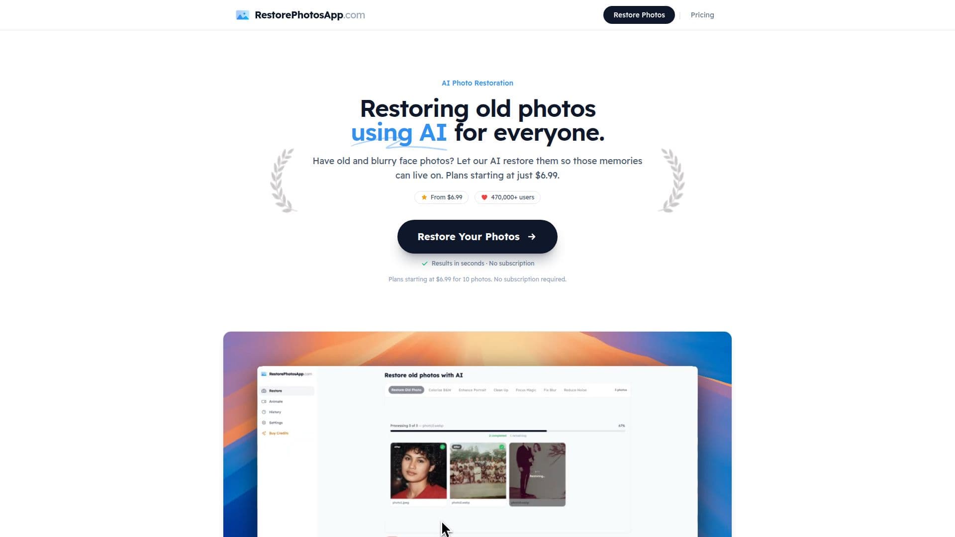 RestorePhotosApp screenshot