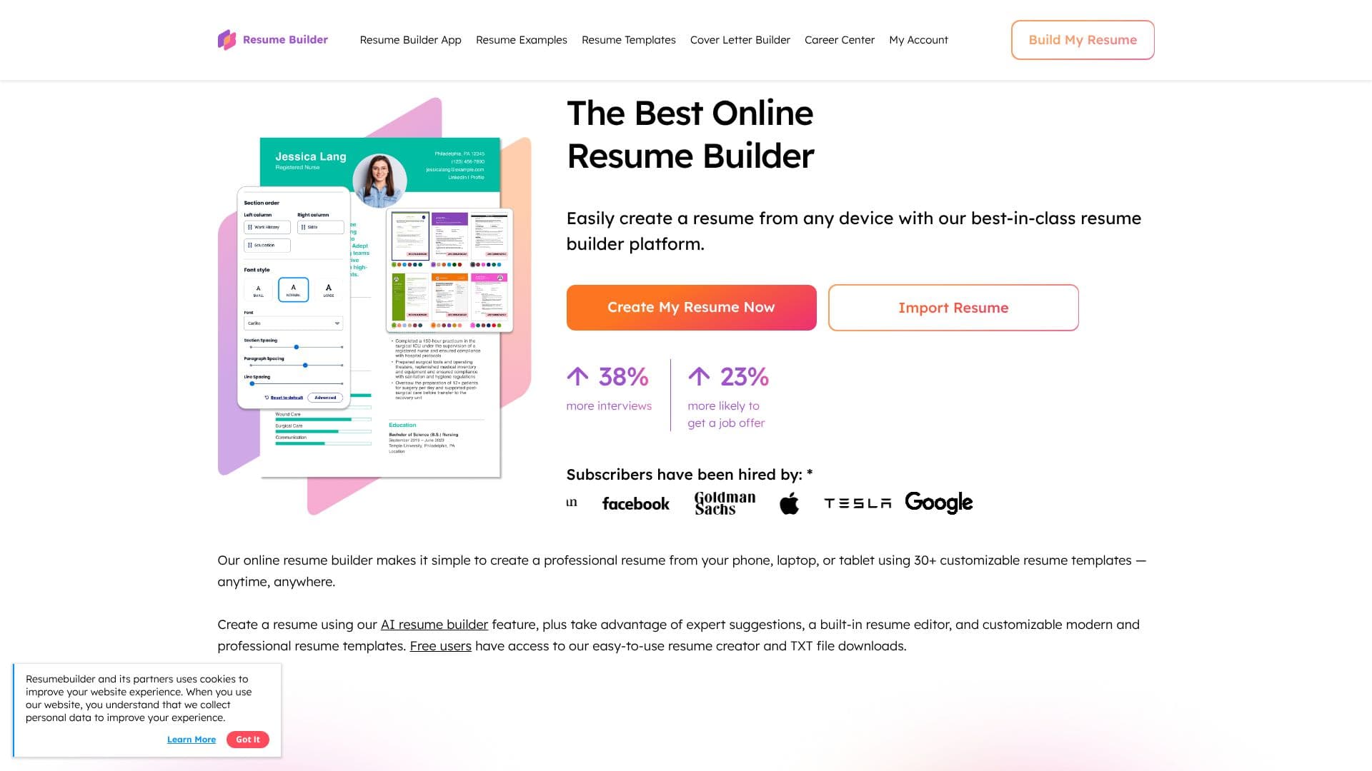 Скриншот ResumeBuilder.com