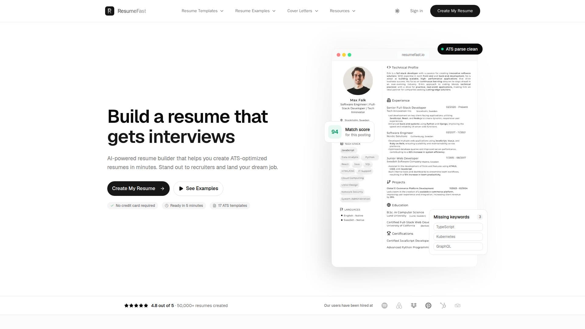 ResumeFast AI 이력서 작성기 screenshot