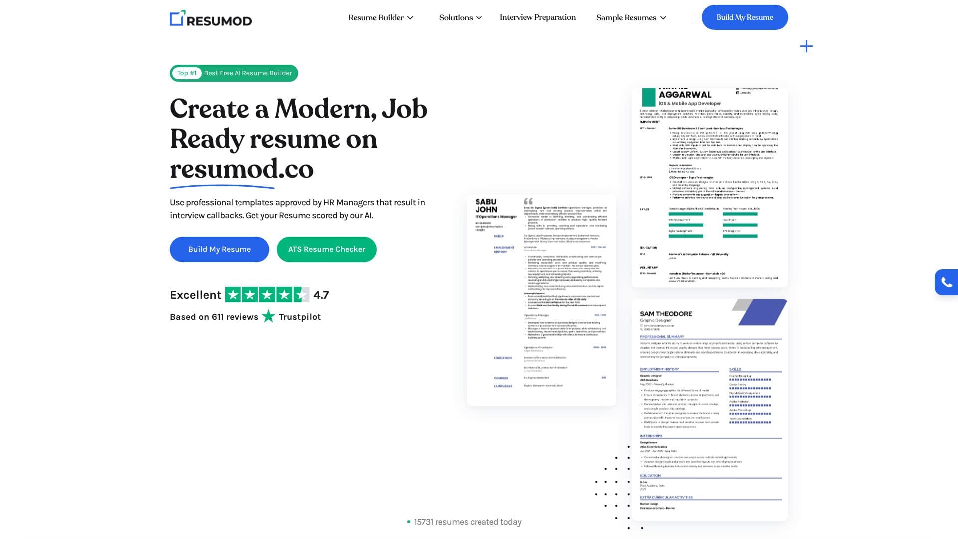 Resumod.co AI Resume Builder screenshot